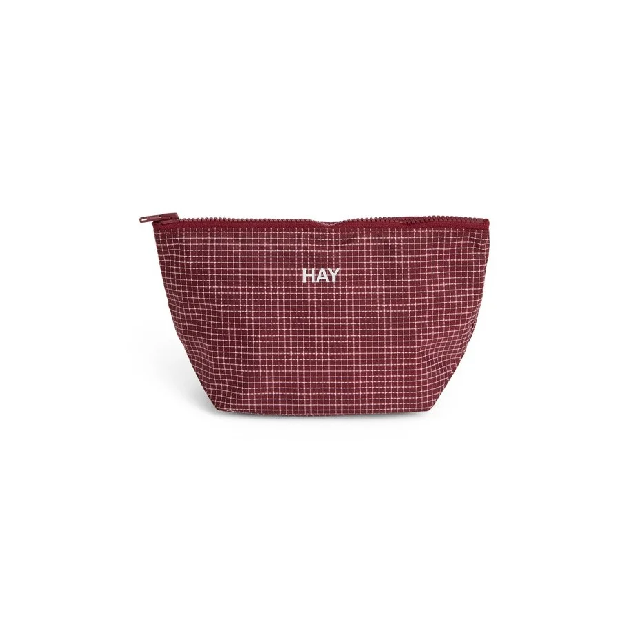 Grid Pouch Small Burgundy