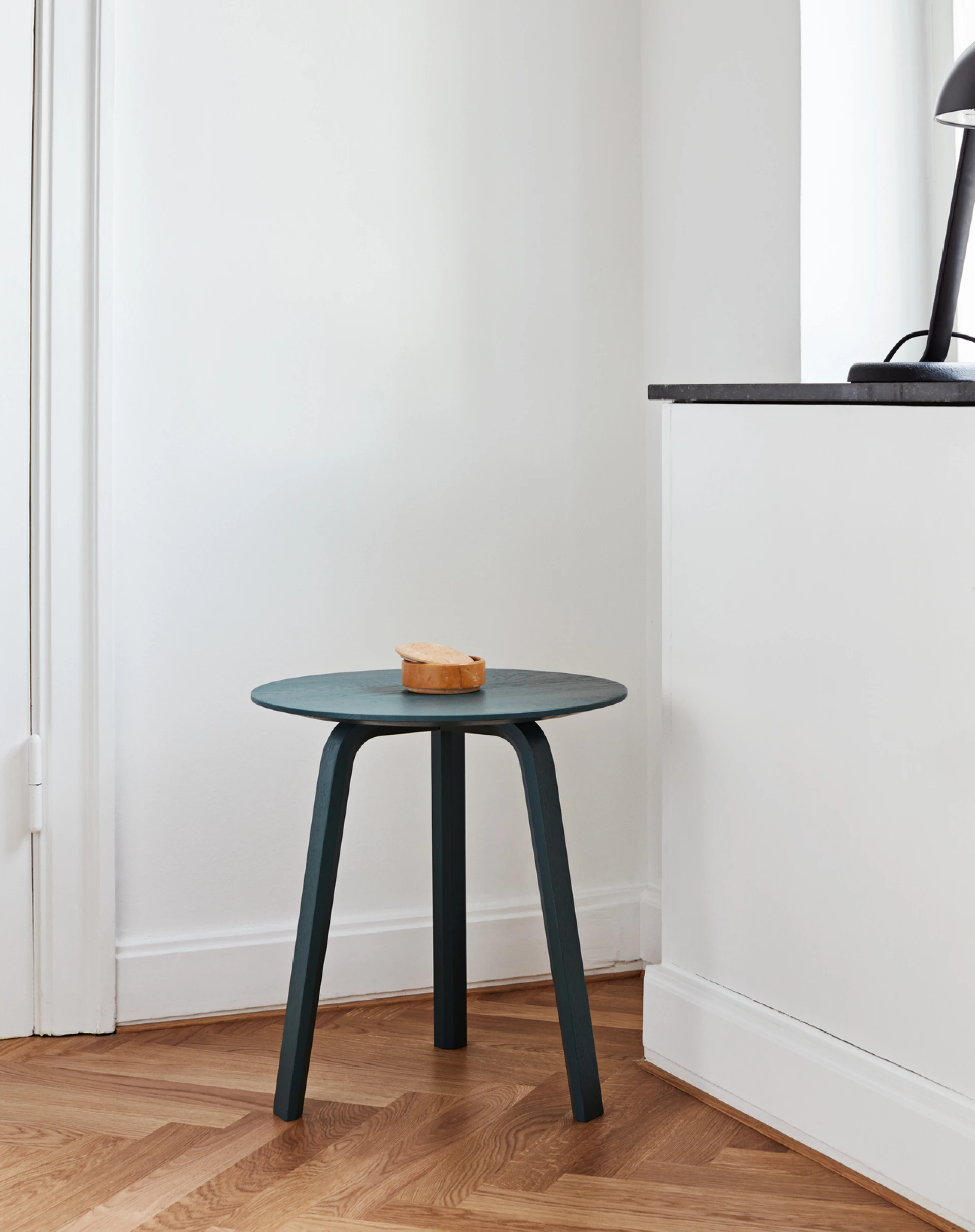 Bella Coffee Table D45 x H49 Brunswick green water-based lacquered solid oak