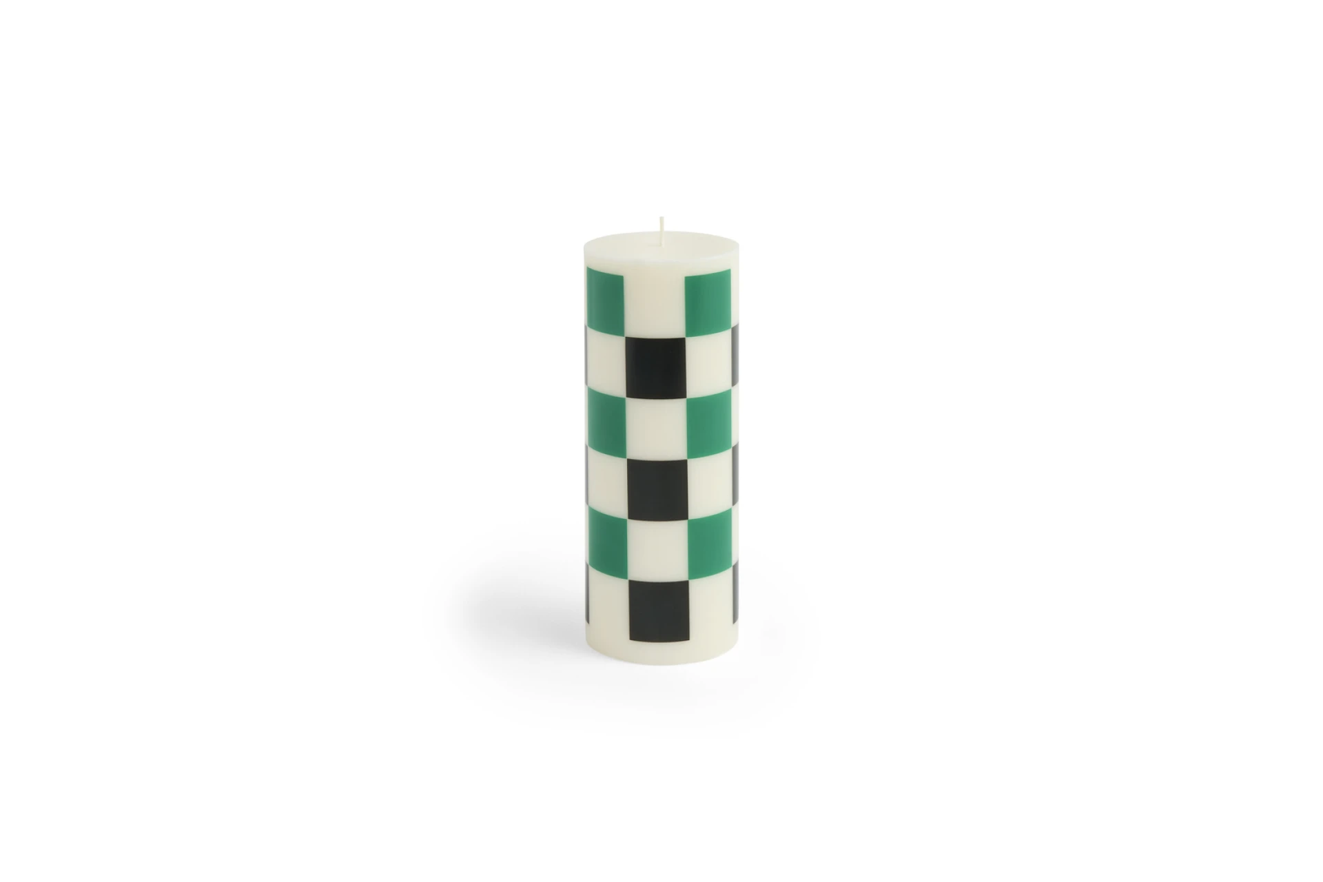 Column Candle Medium Off-white, green and black check