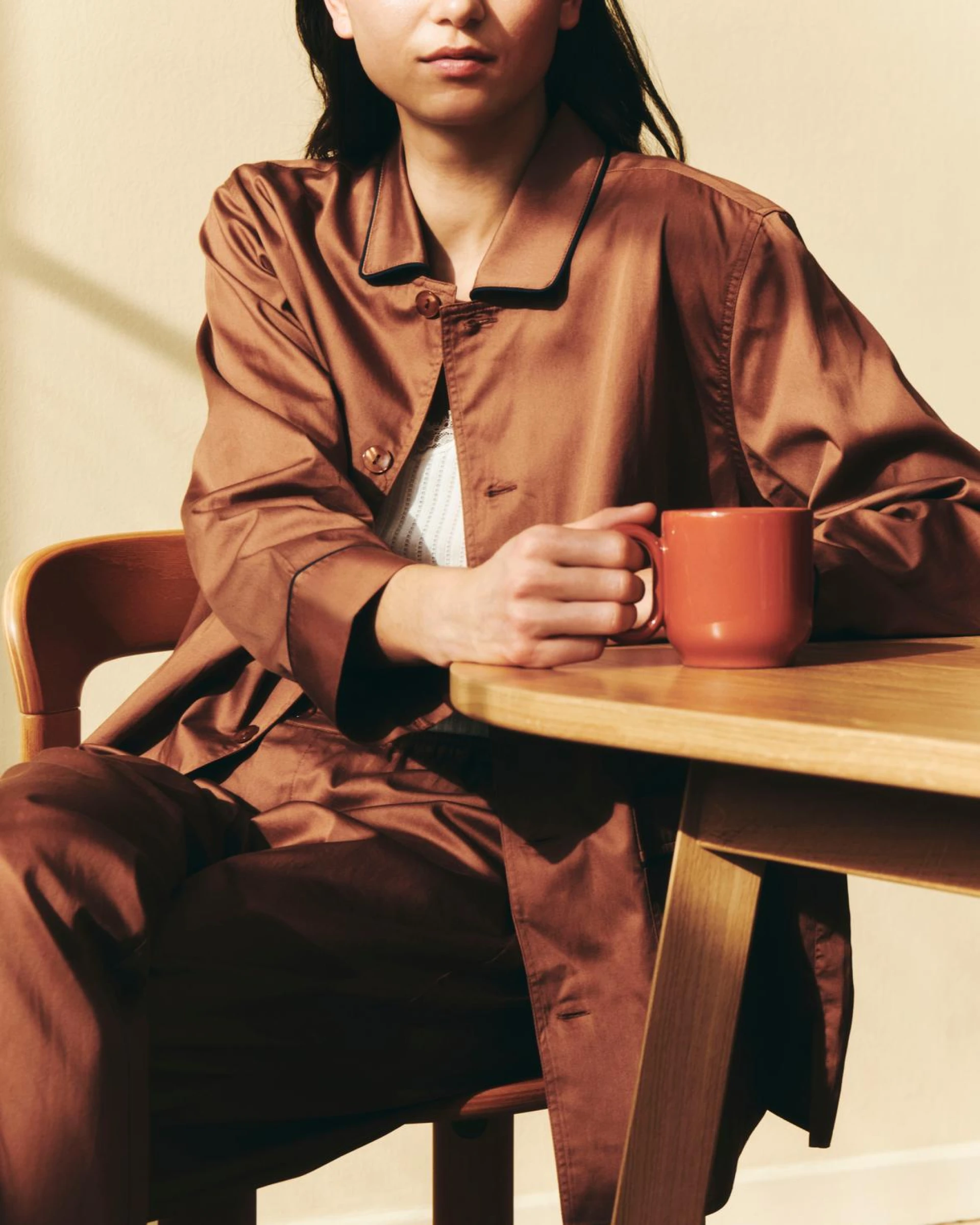 Outline Pyjama L/S Shirt S/M Milk chocolate