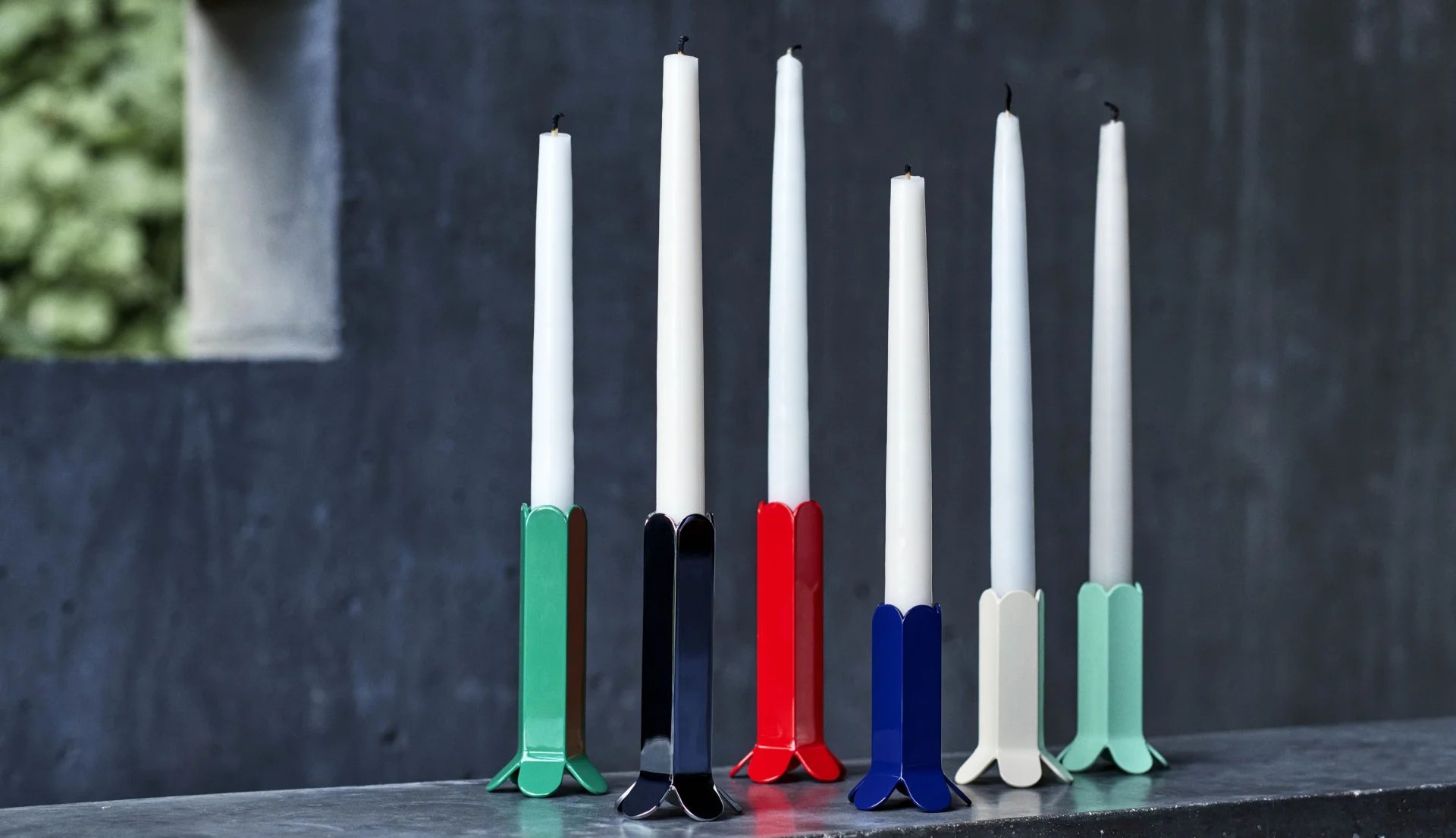 Arcs Candleholder L Red