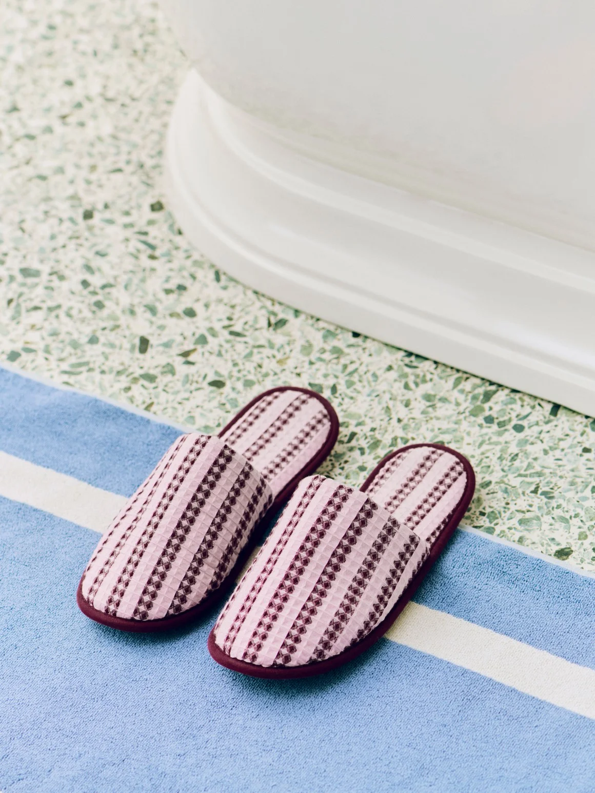 Waffle Slippers Stripe cool pink