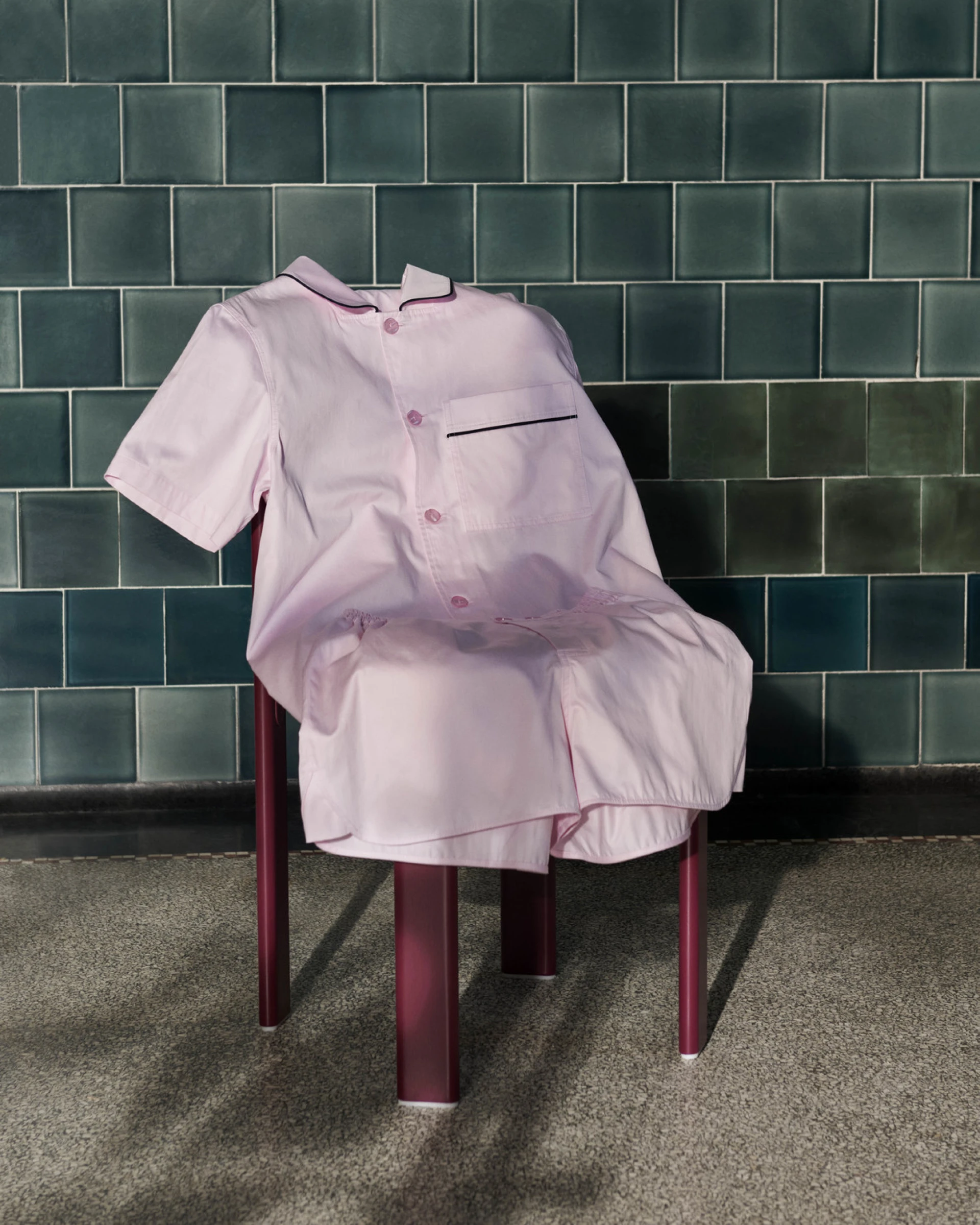 Outline Pyjama S/S Shirt S/M Soft pink