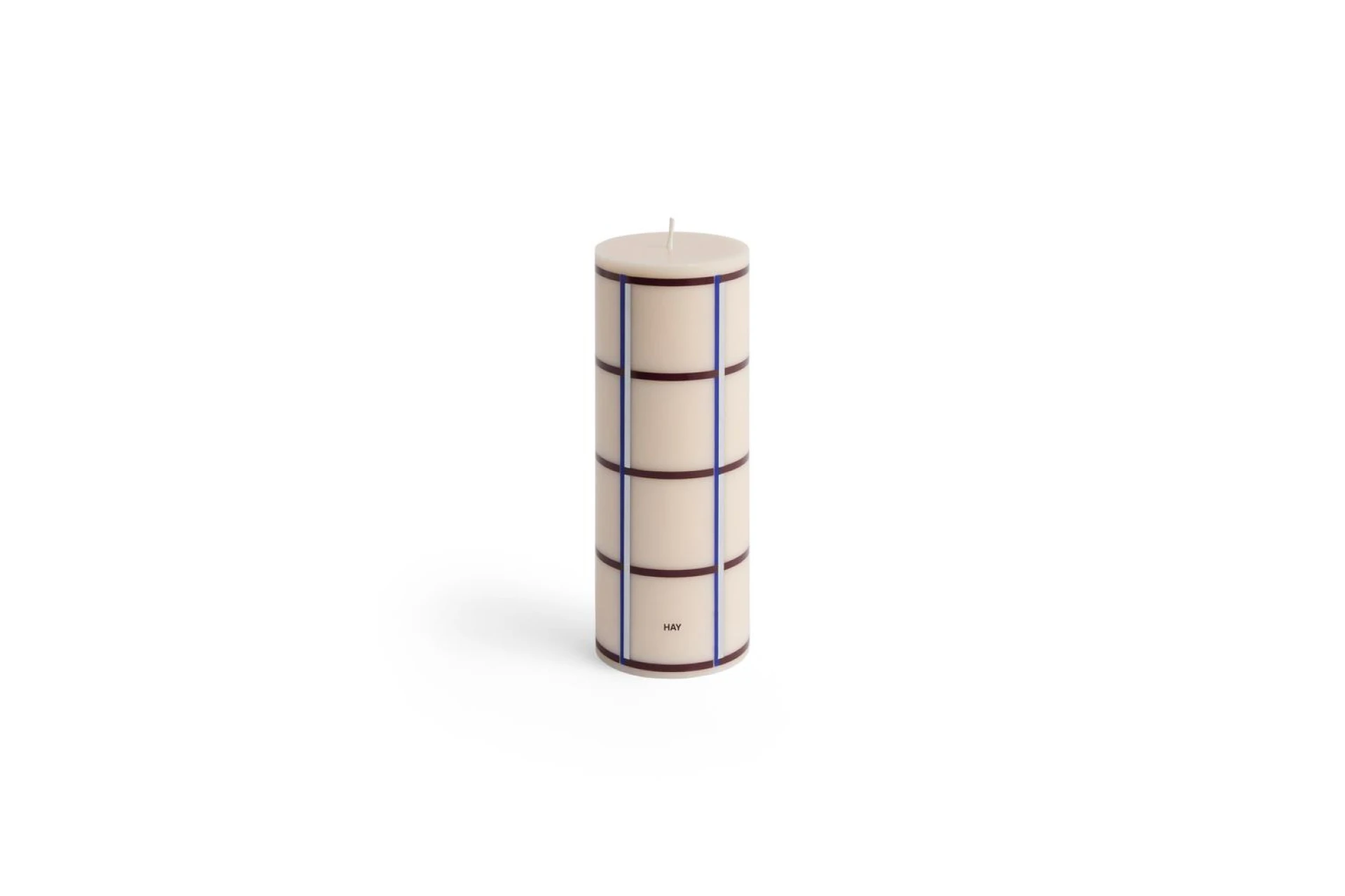 Column Candle Medium Off-white, bordeaux, blue and silver