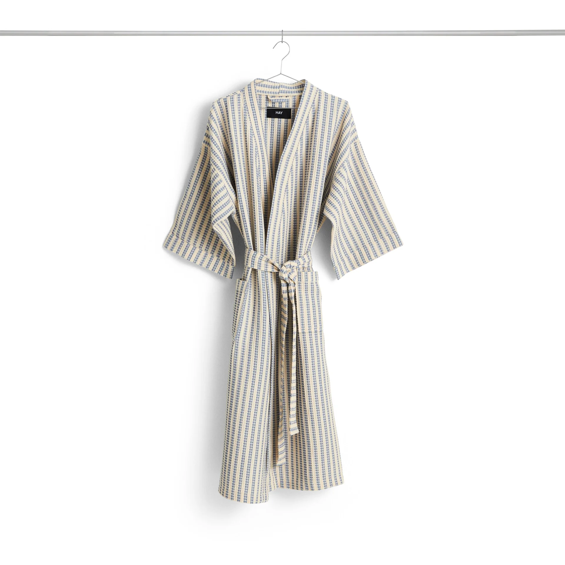 Waffle Bathrobe Stripe dusty blue