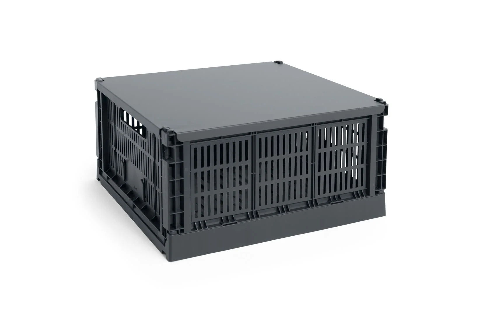 HAY Colour Crate Lid Metal Large Square Charcoal