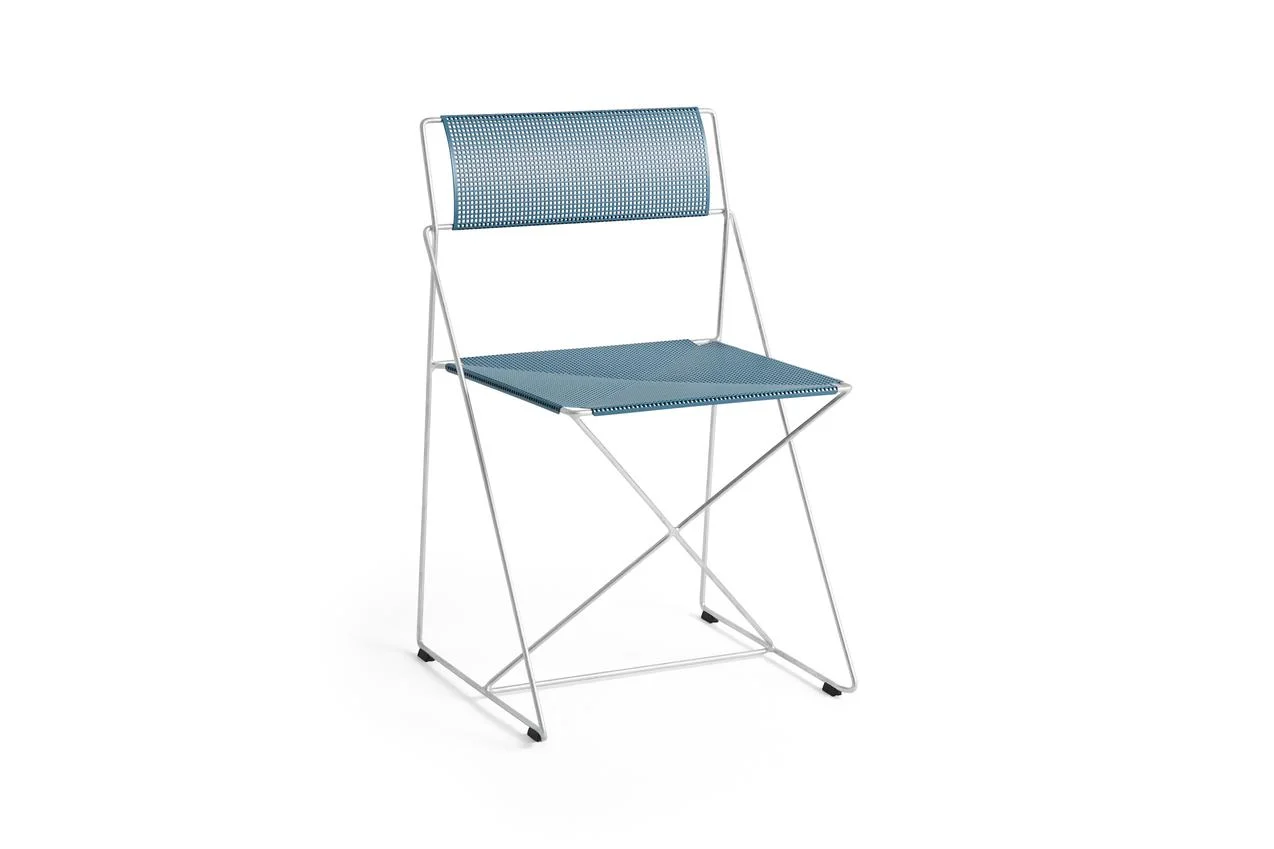 X-Line Chair Galvanised base - Powder blue powder coated seat/back
