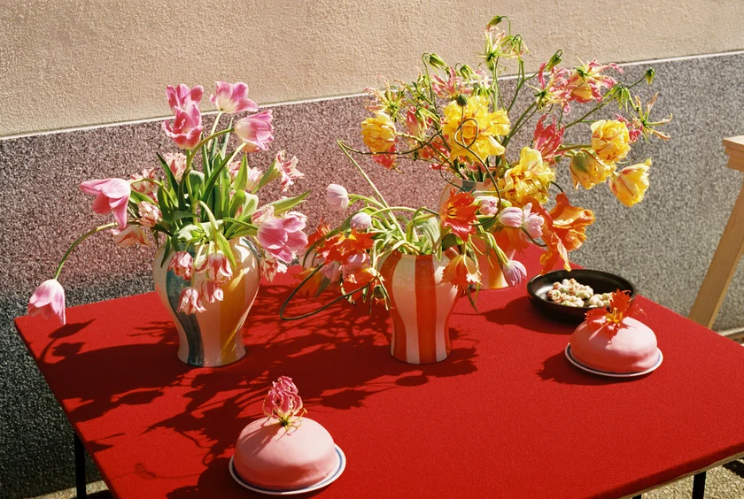 Sobremesa Stripe Vase S Red