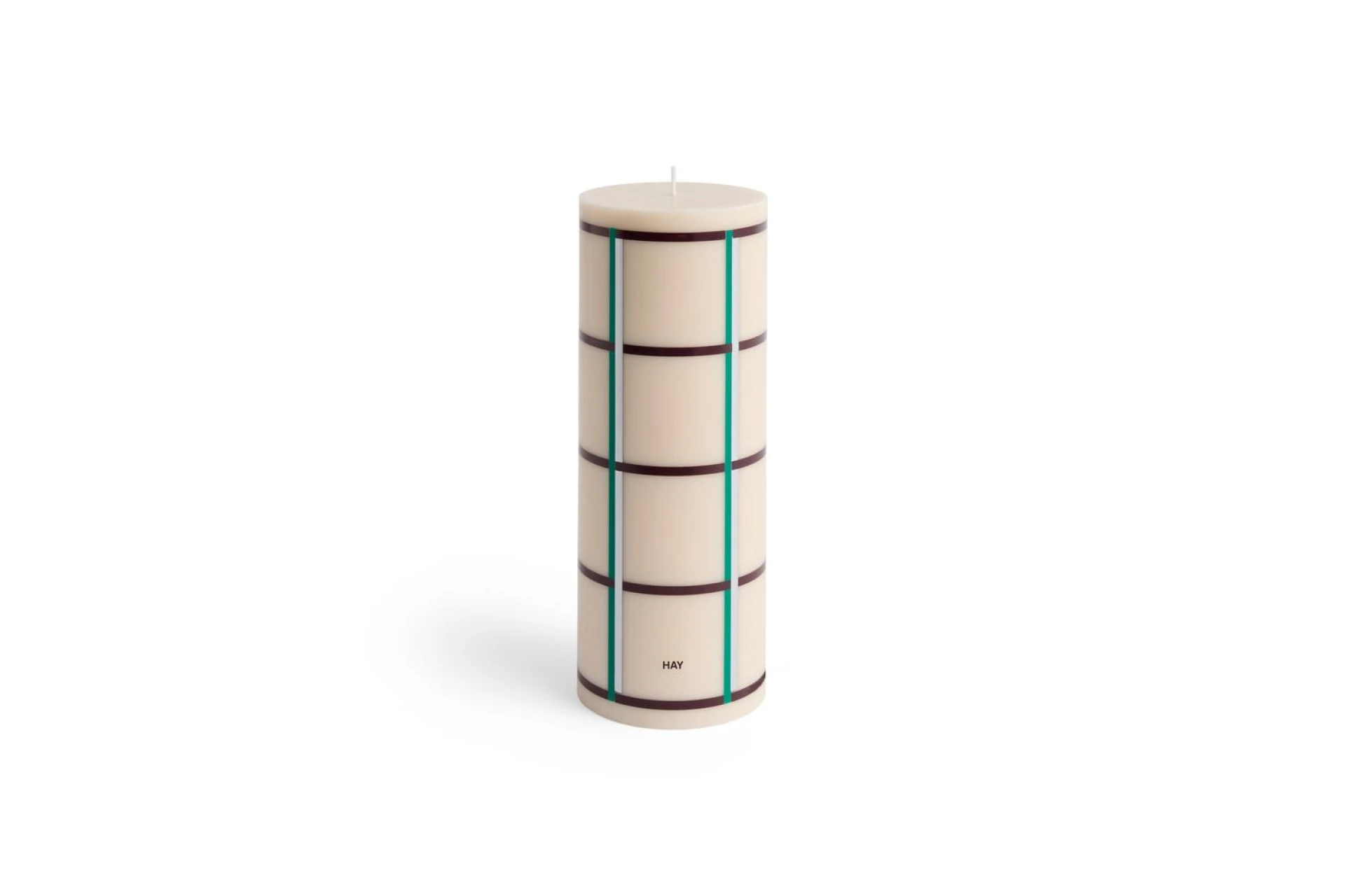 Column Candle Large Off-white, green bordeaux and silver