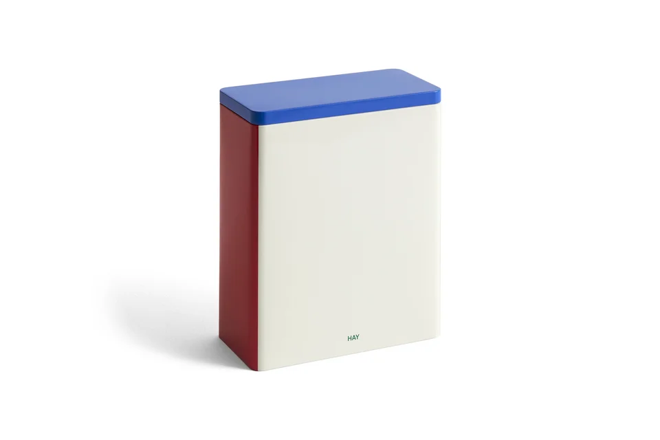 Tin Container X-Large Off-white, blue and red