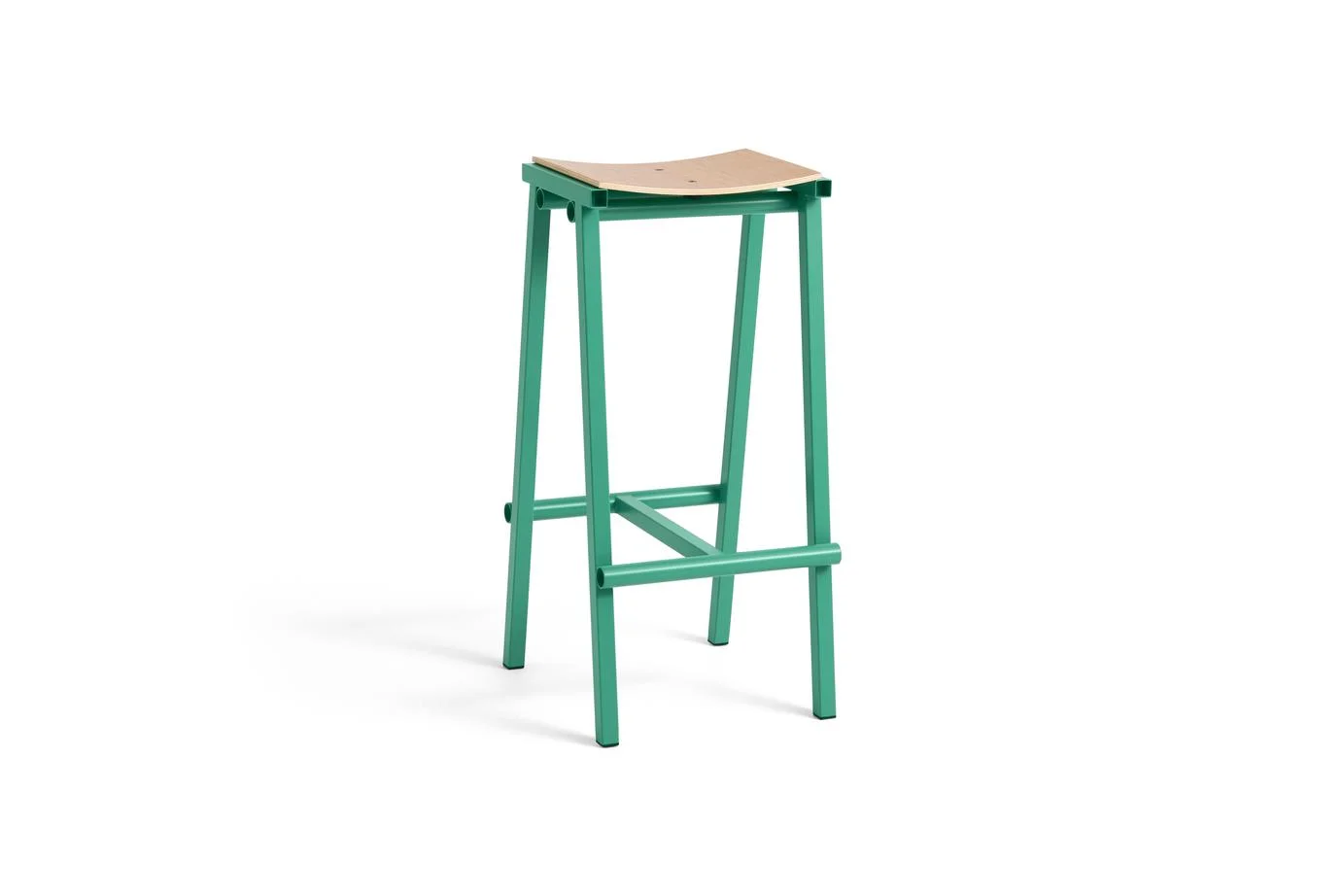 Taburete 8 Bar Stool High Jade base Oak seat set of 3 OUTLET