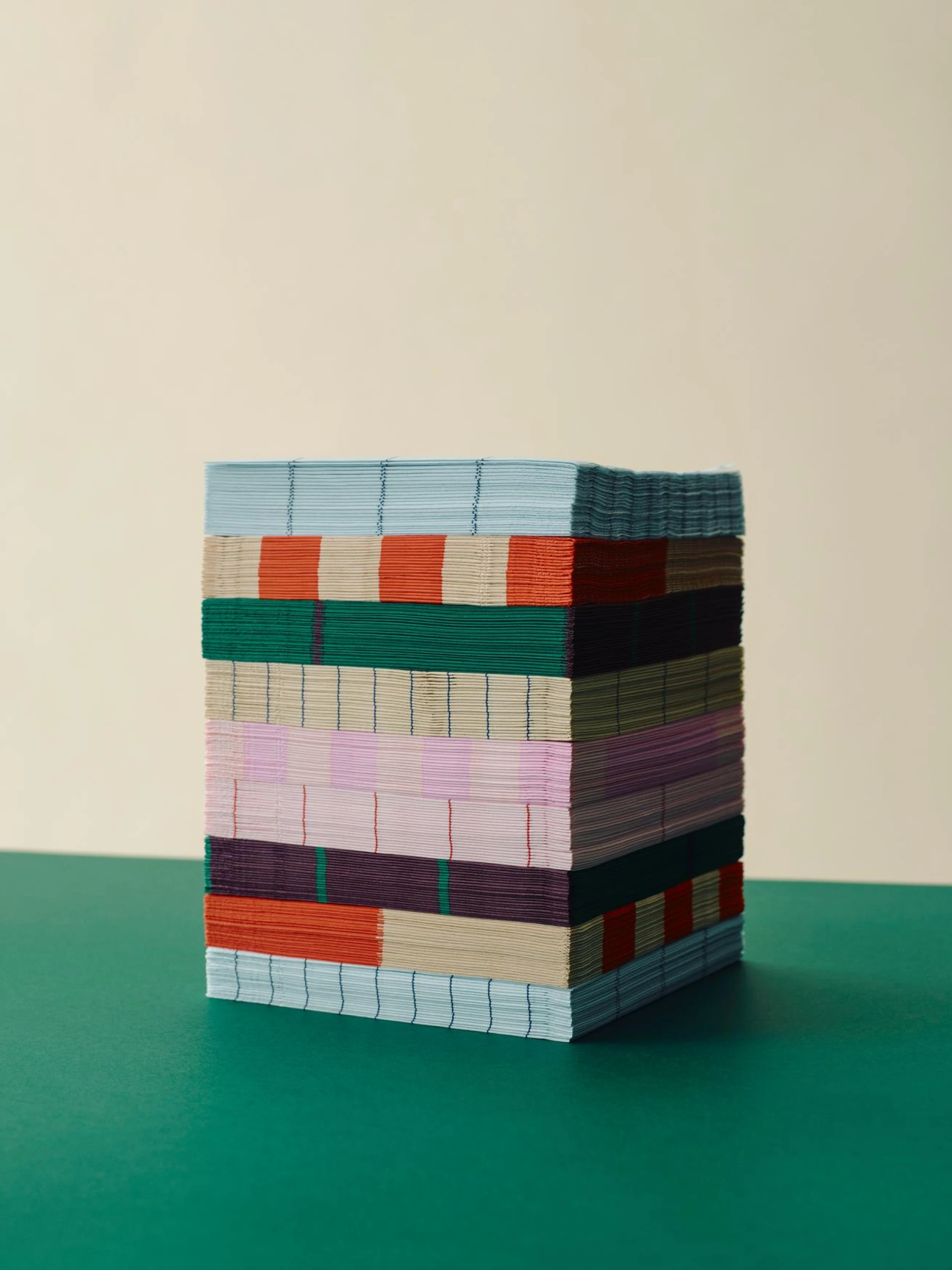 Pattern Napkins Set of 20 Cocktail Off-white and green