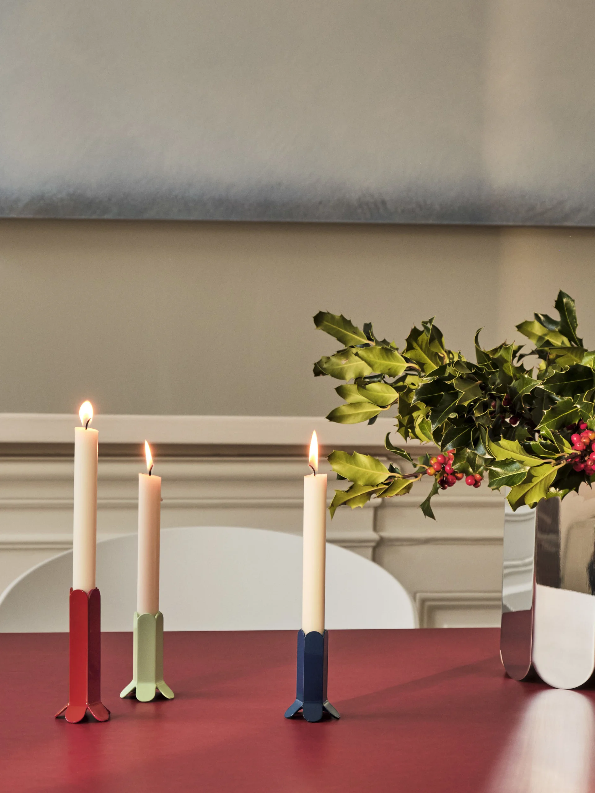 Arcs Candleholder L Red
