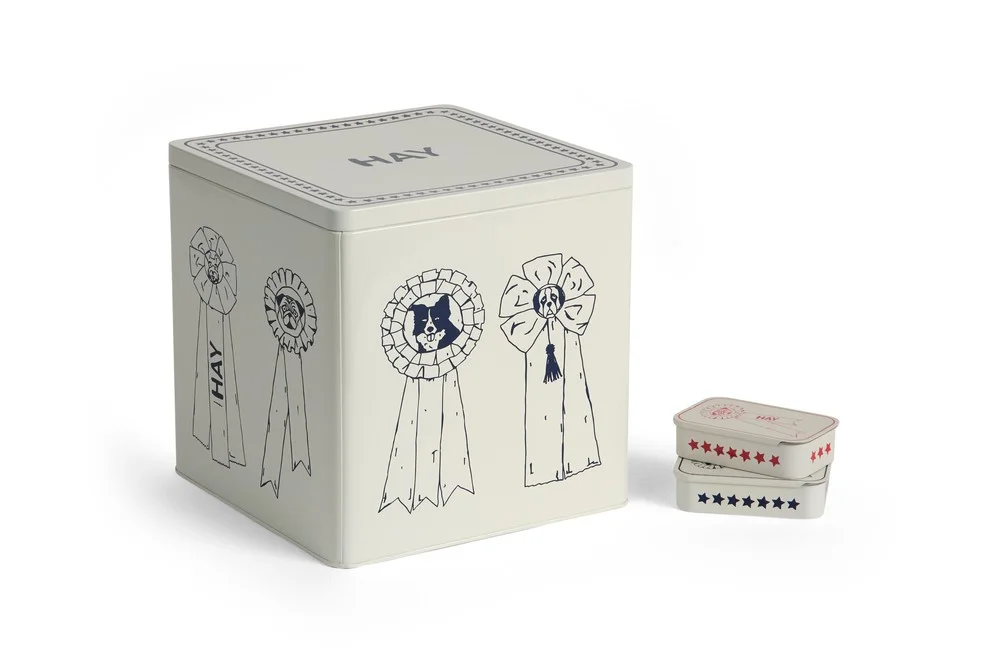 HAY Dogs Tin Large Blue and white