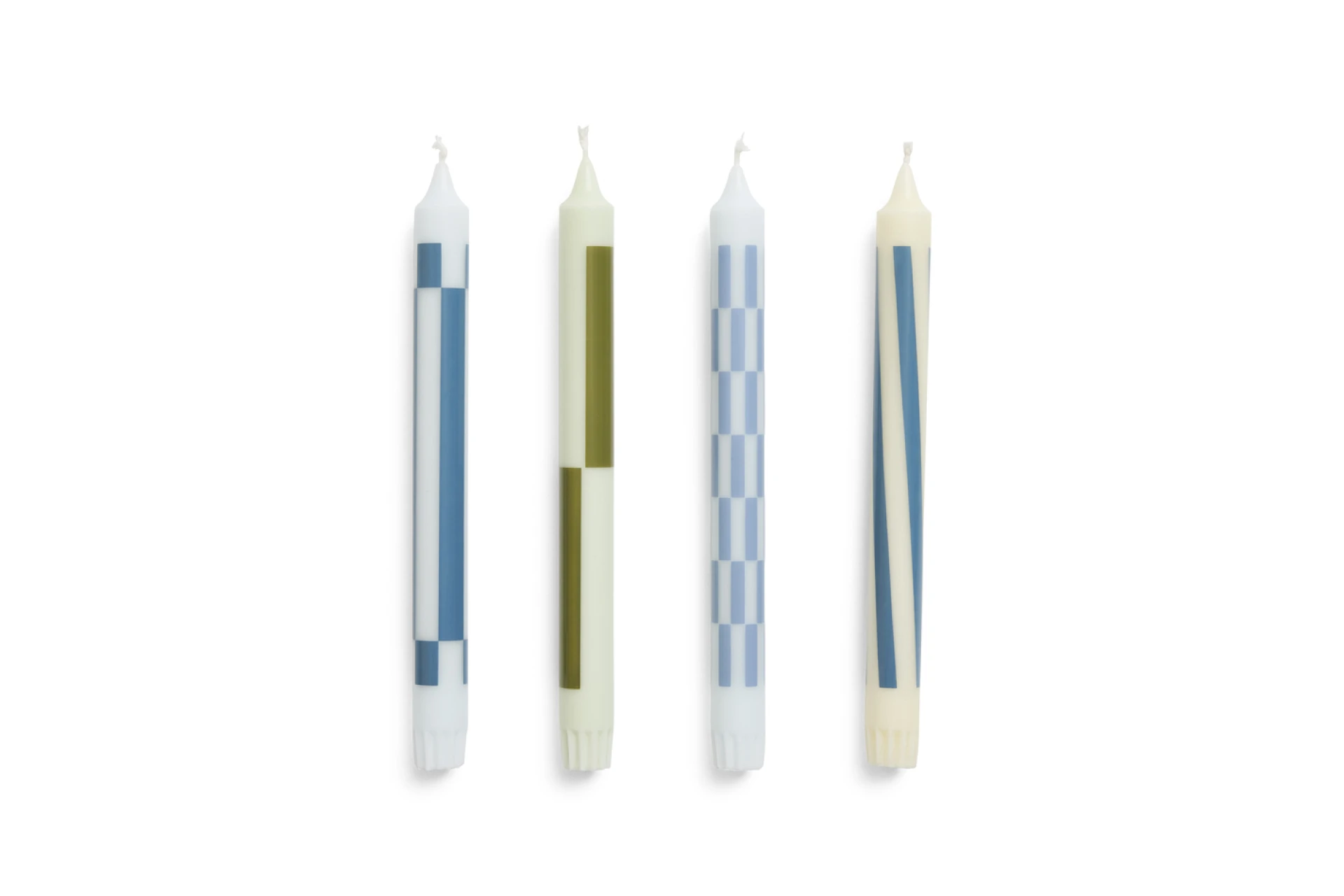 Pattern Candle Green and blues Set of 4
