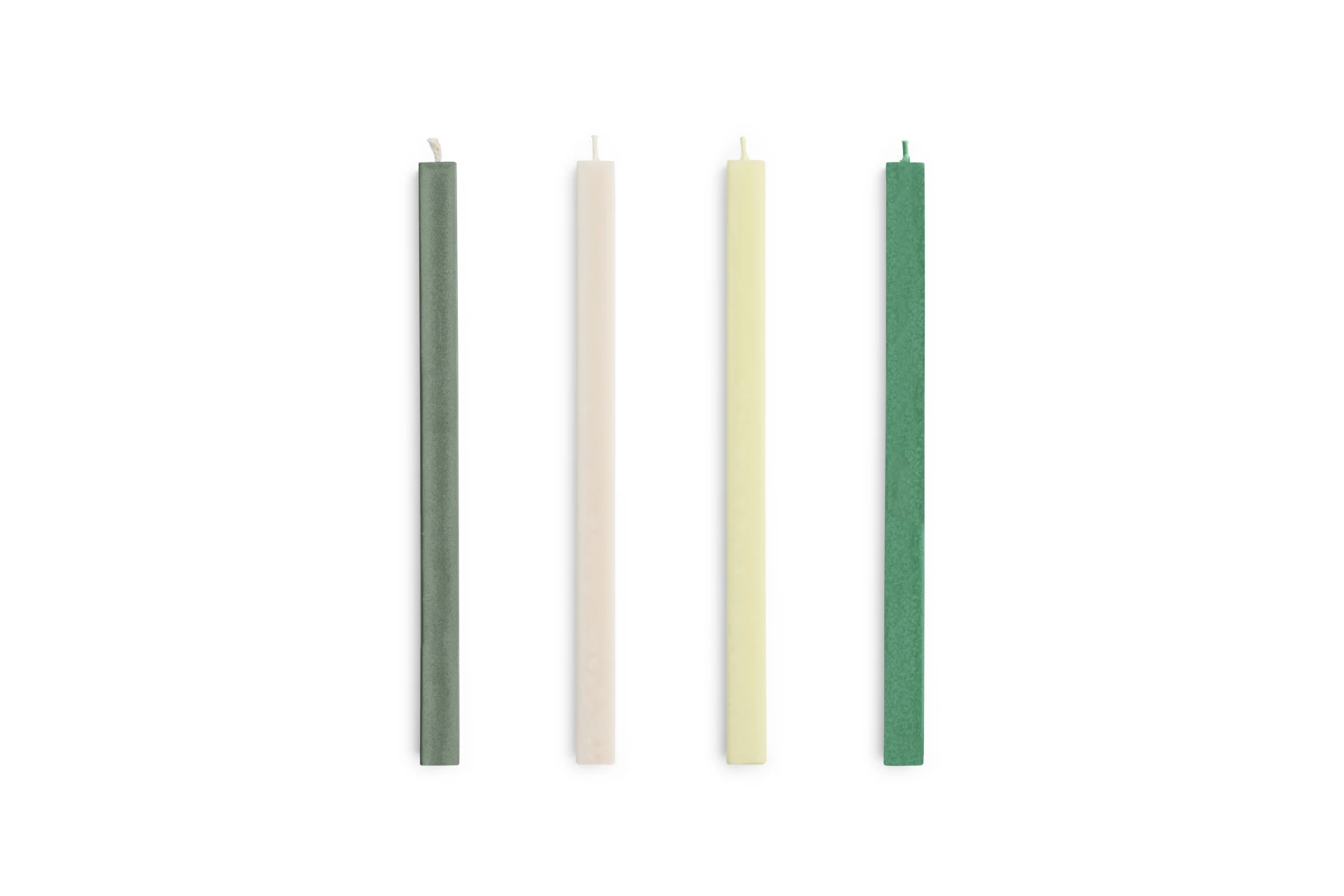 Square Candle Greens and whites, Set of 4