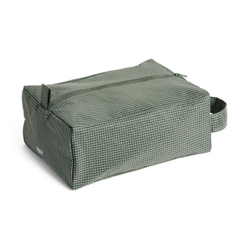Grid Wash Bag Small Dark green