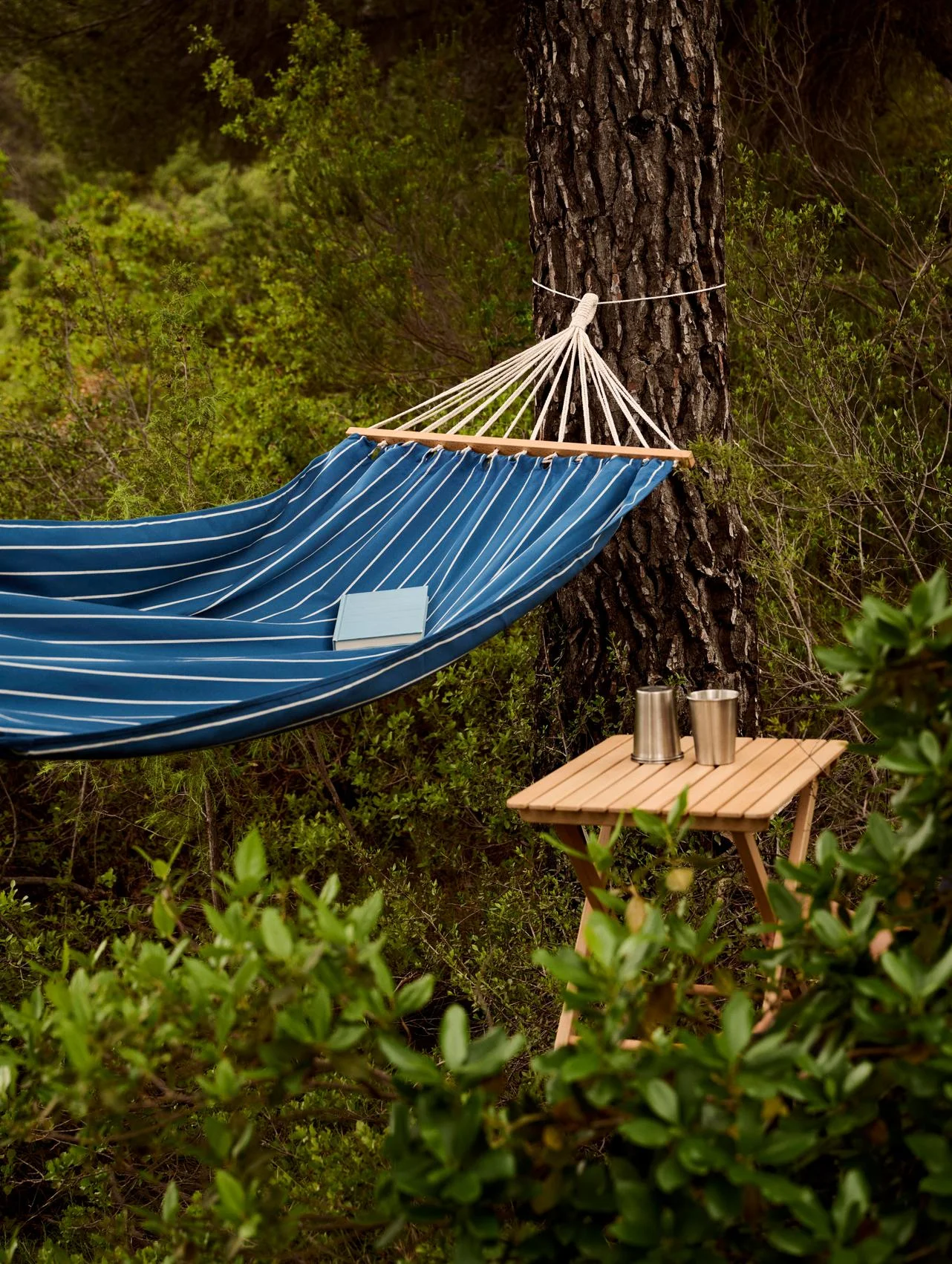 Outdoor Market Hammock Blue beige stripe