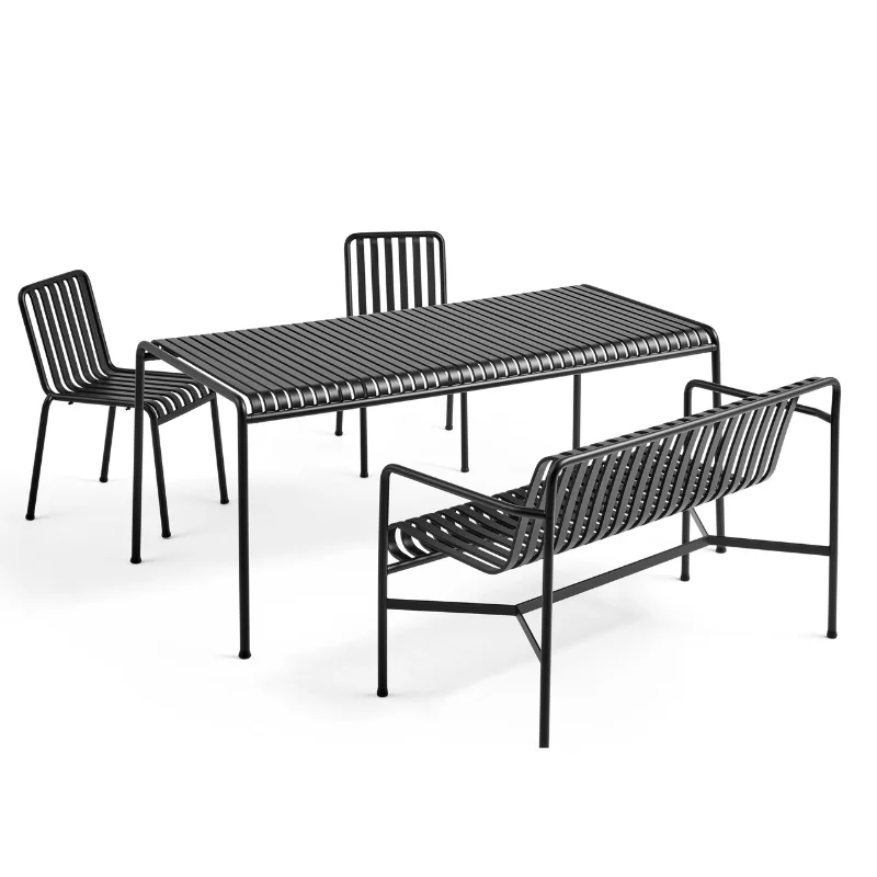 Palissade Table 170 with 2 Chairs and Dining Bench with Armrest