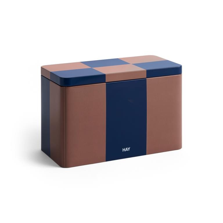 Tin Container Medium Brown and midnight blue