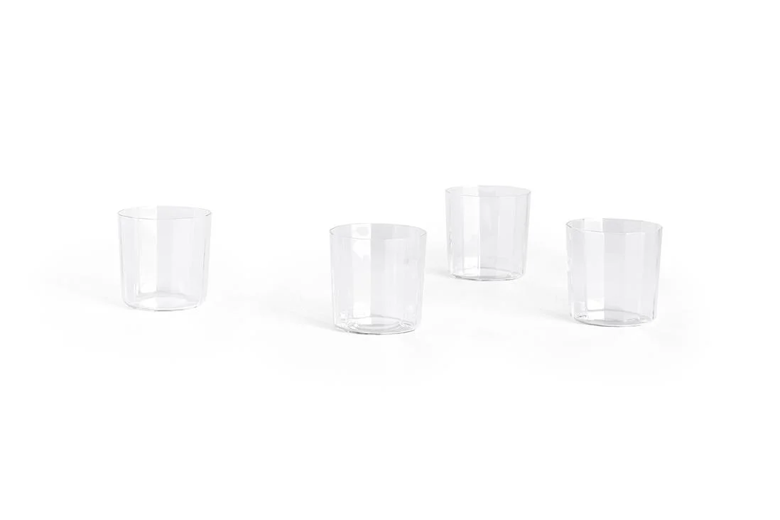 Angle Glass Set of 4 Wide H7.5 Clear
