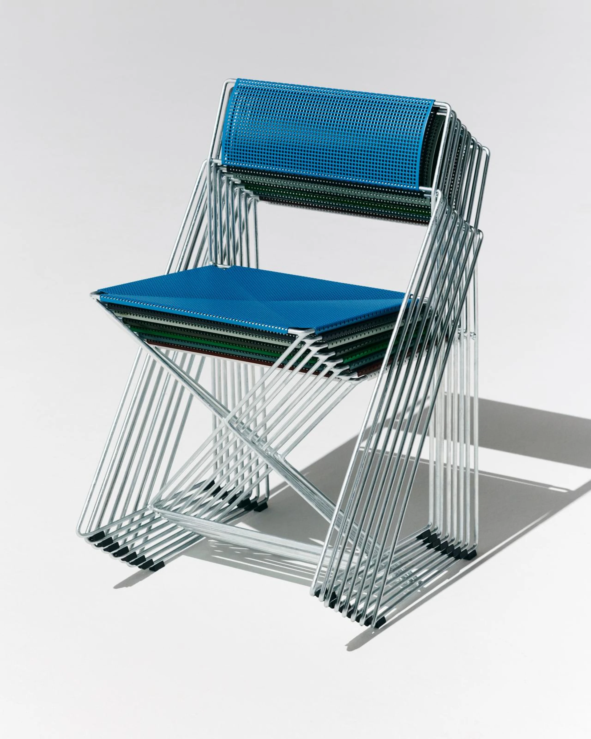 X-Line Chair Galvanised base - Powder blue powder coated seat/back