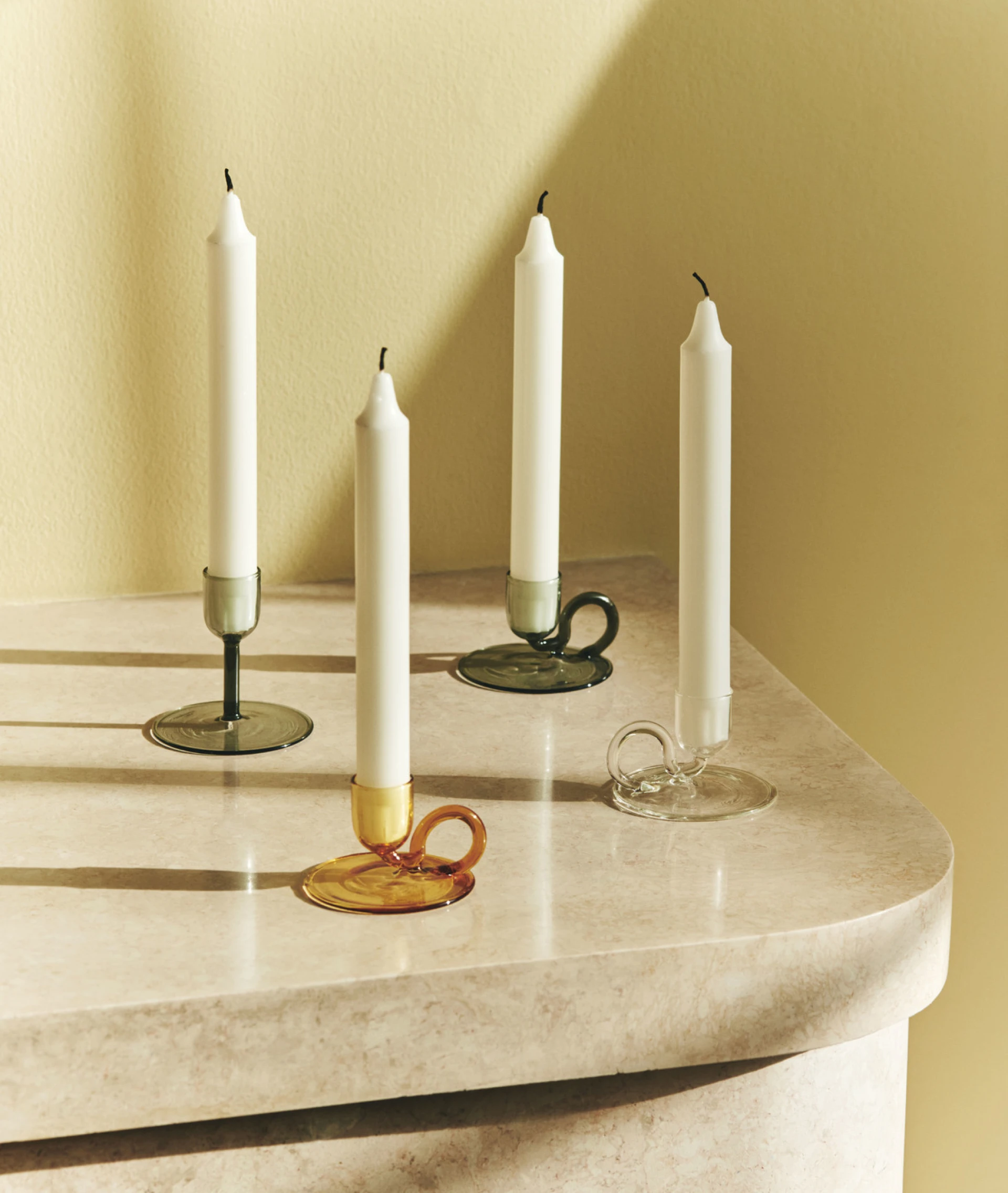 Tiny Candleholder Curved Yellow
