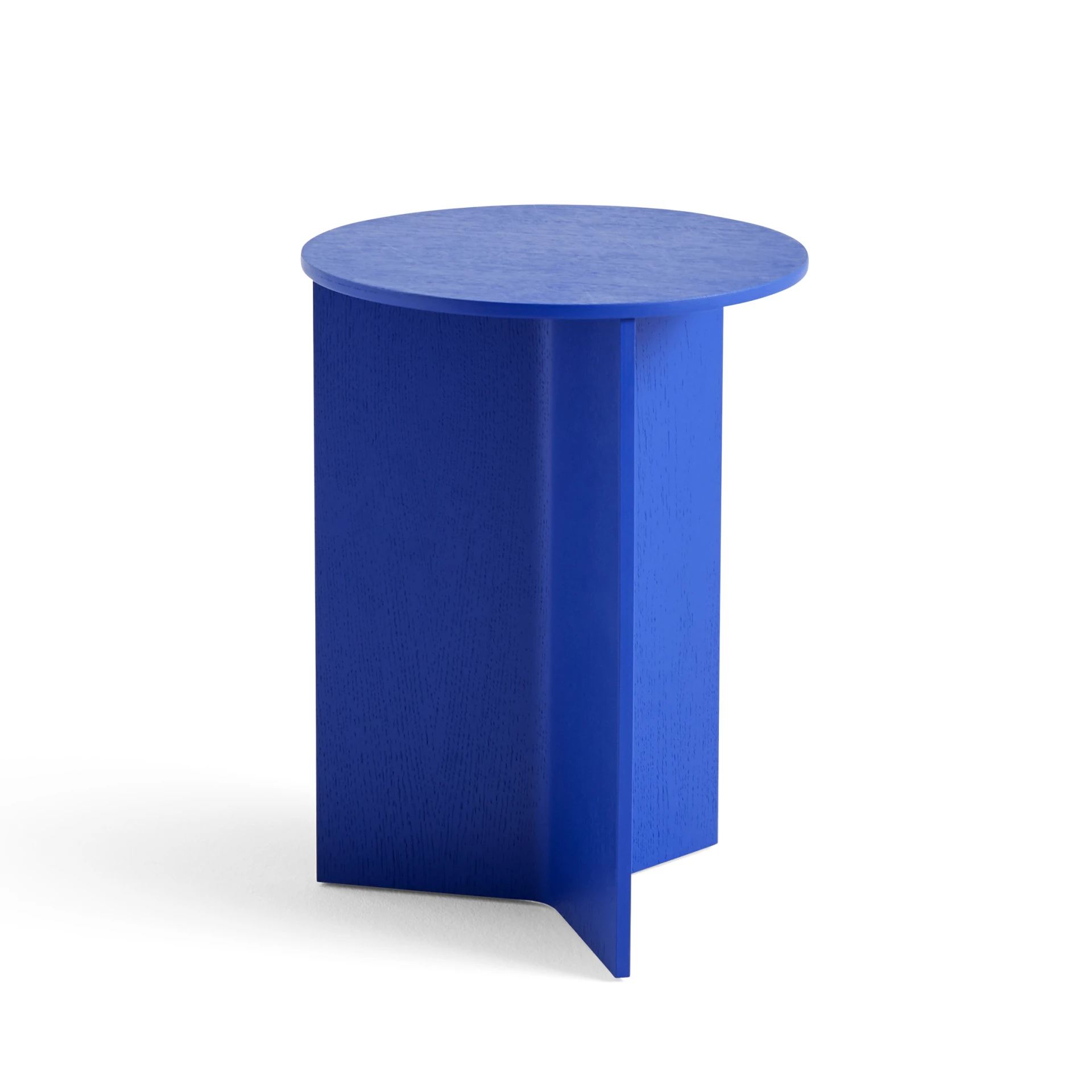 Slit Table Wood Round High Vivid blue