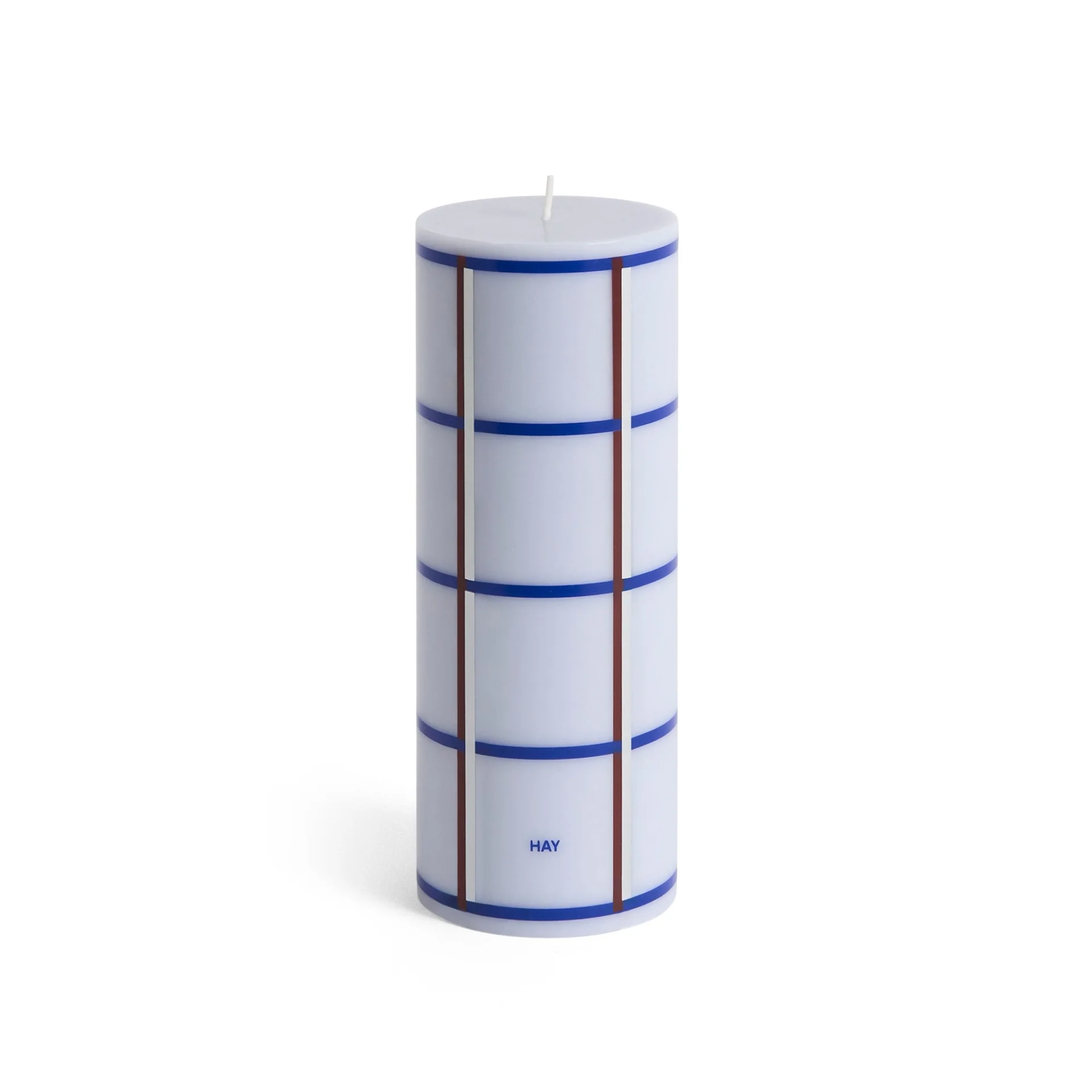 Column Candle Medium Light blue, blue, bordeaux and silver