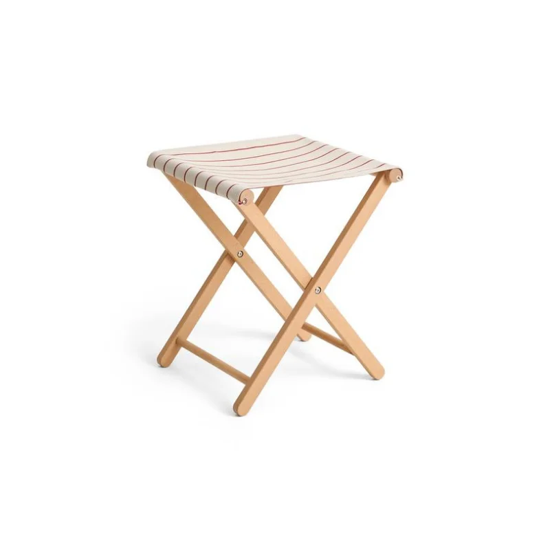 Outdoor Market Folding Stool Beige red stripe