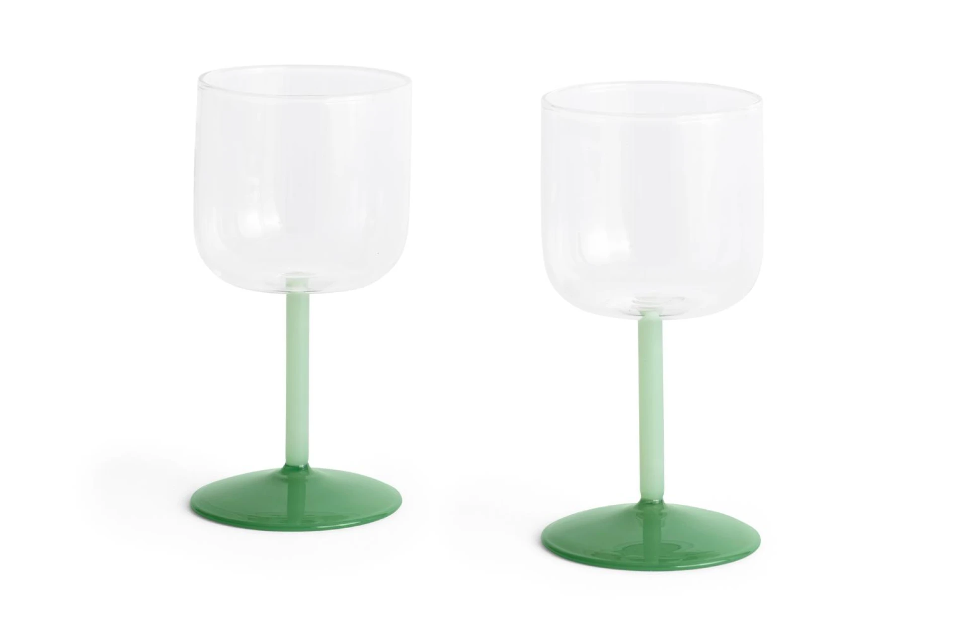 Tint Wine Glass Set of 2 Clear, jade light green and jade dark green