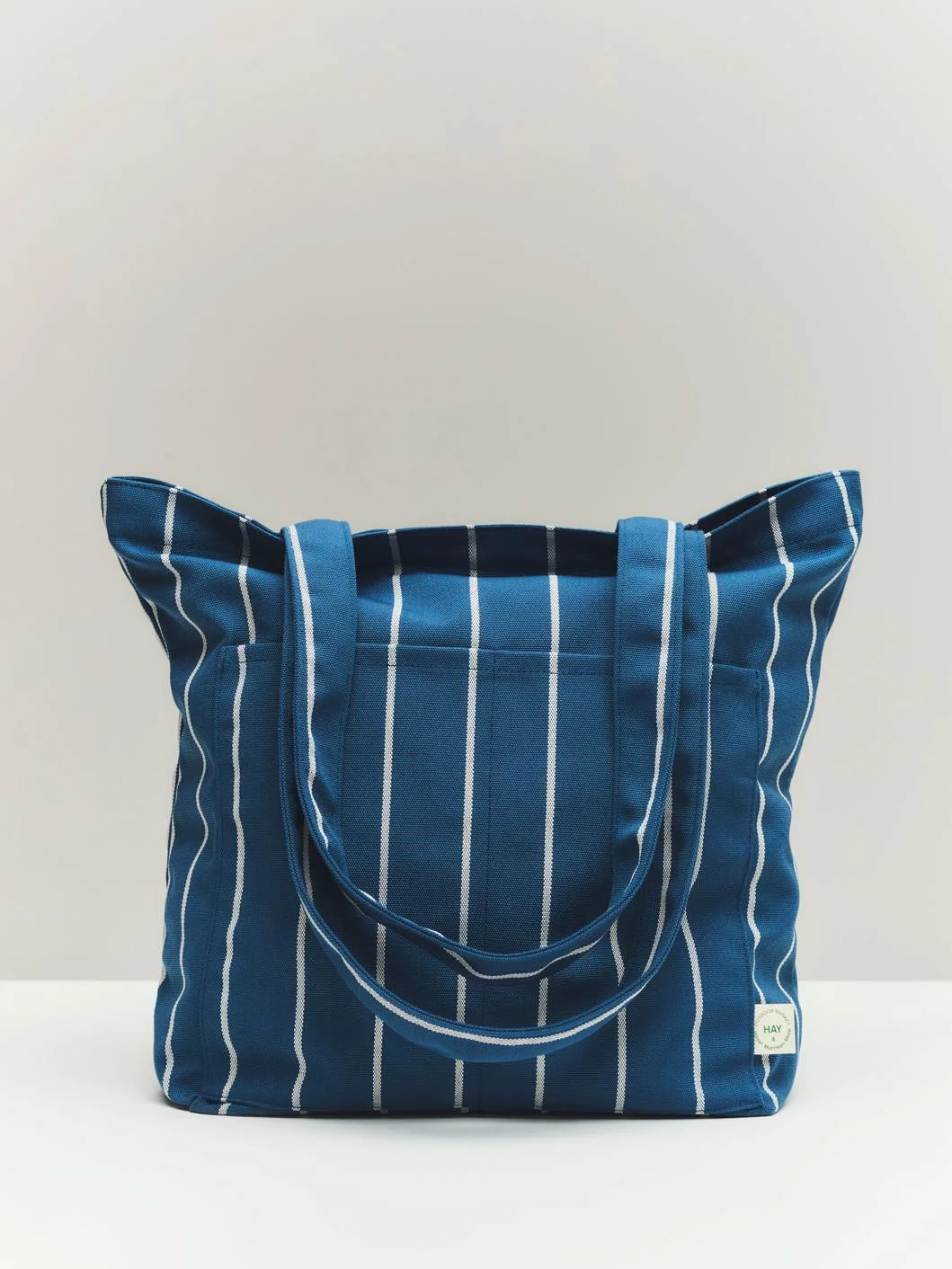 Outdoor Market Tote Bag Medium Blue beige stripe