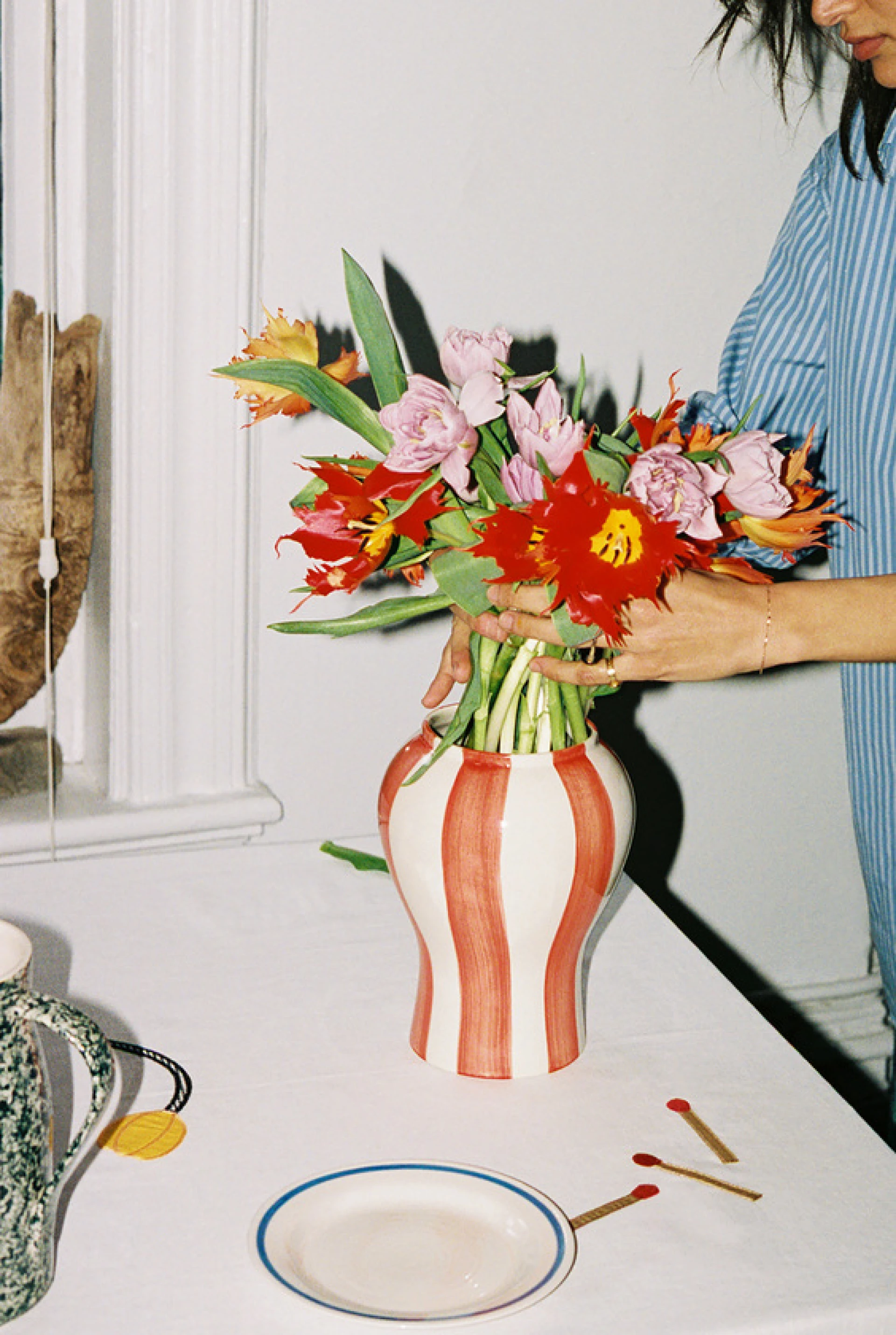 Sobremesa Stripe Vase S Red