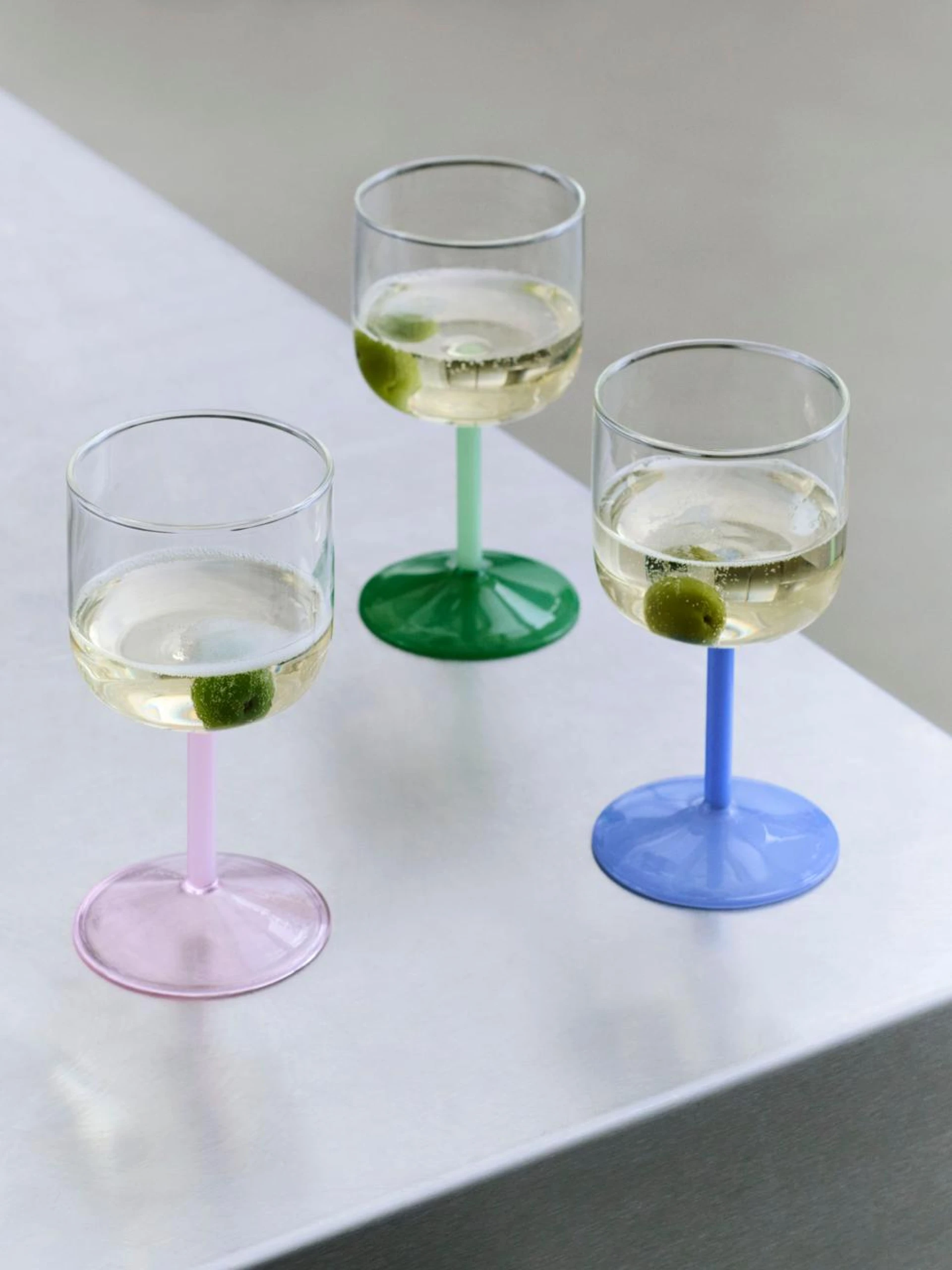 Tint Wine Glass Set of 2 Clear and jade light blue