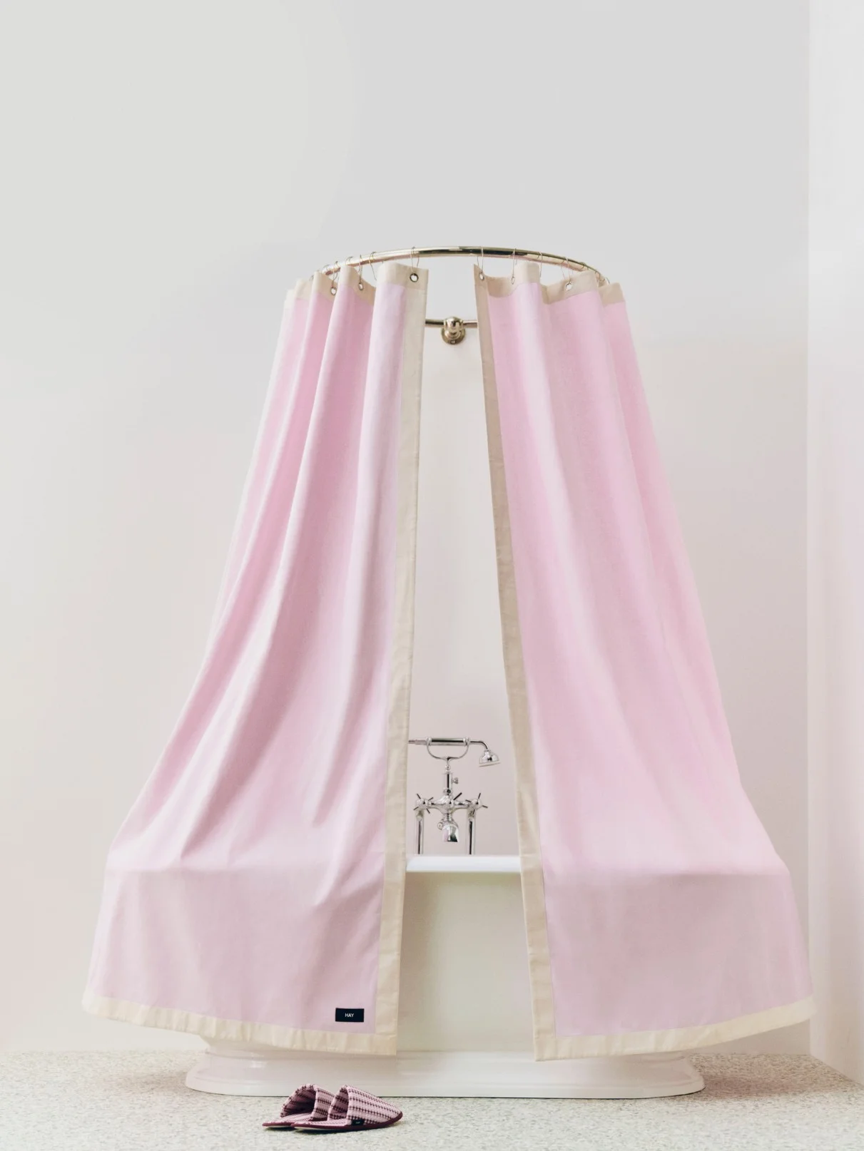 Outline Shower Curtain Pink and cream