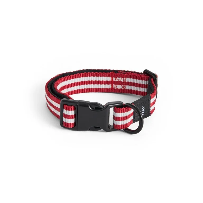 HAY Dogs Collar Flat S/M Red and white stripe