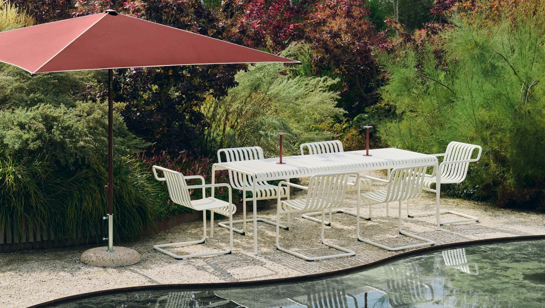 Terrazza Parasol Square Off-white and burgundy
