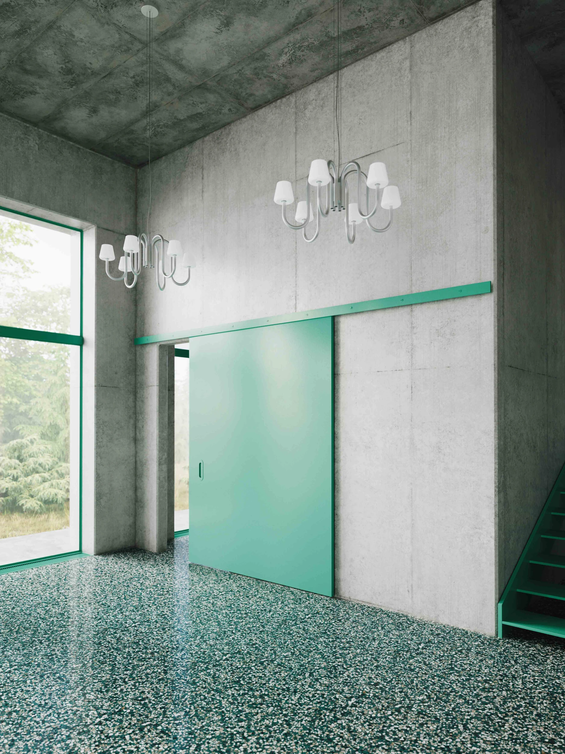 Apollo Chandelier 745 White opal glass