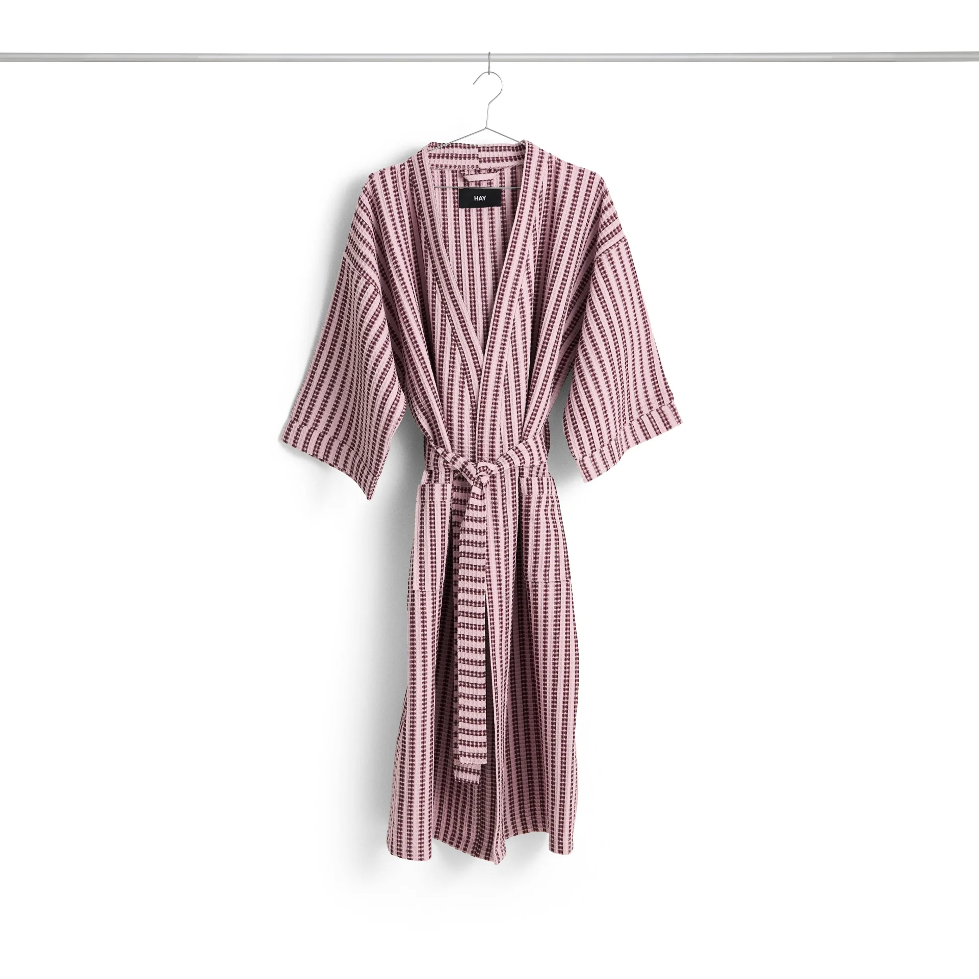 Waffle Bathrobe Stripe cool pink