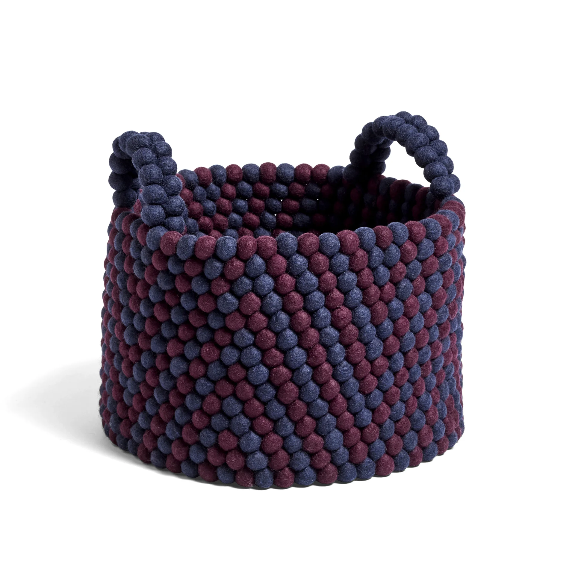 Bead Basket with Handle Burgundy chevron