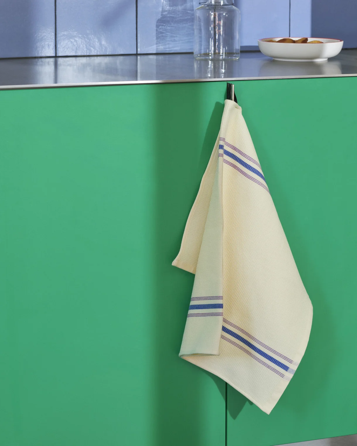 Canteen Tea Towel Cream and blue 
