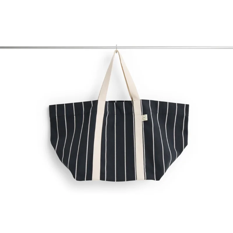 Outdoor Market Picnic Bag Medium Black beige stripe