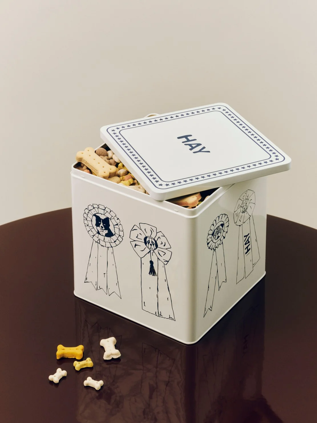 HAY Dogs Tin Large Blue and white