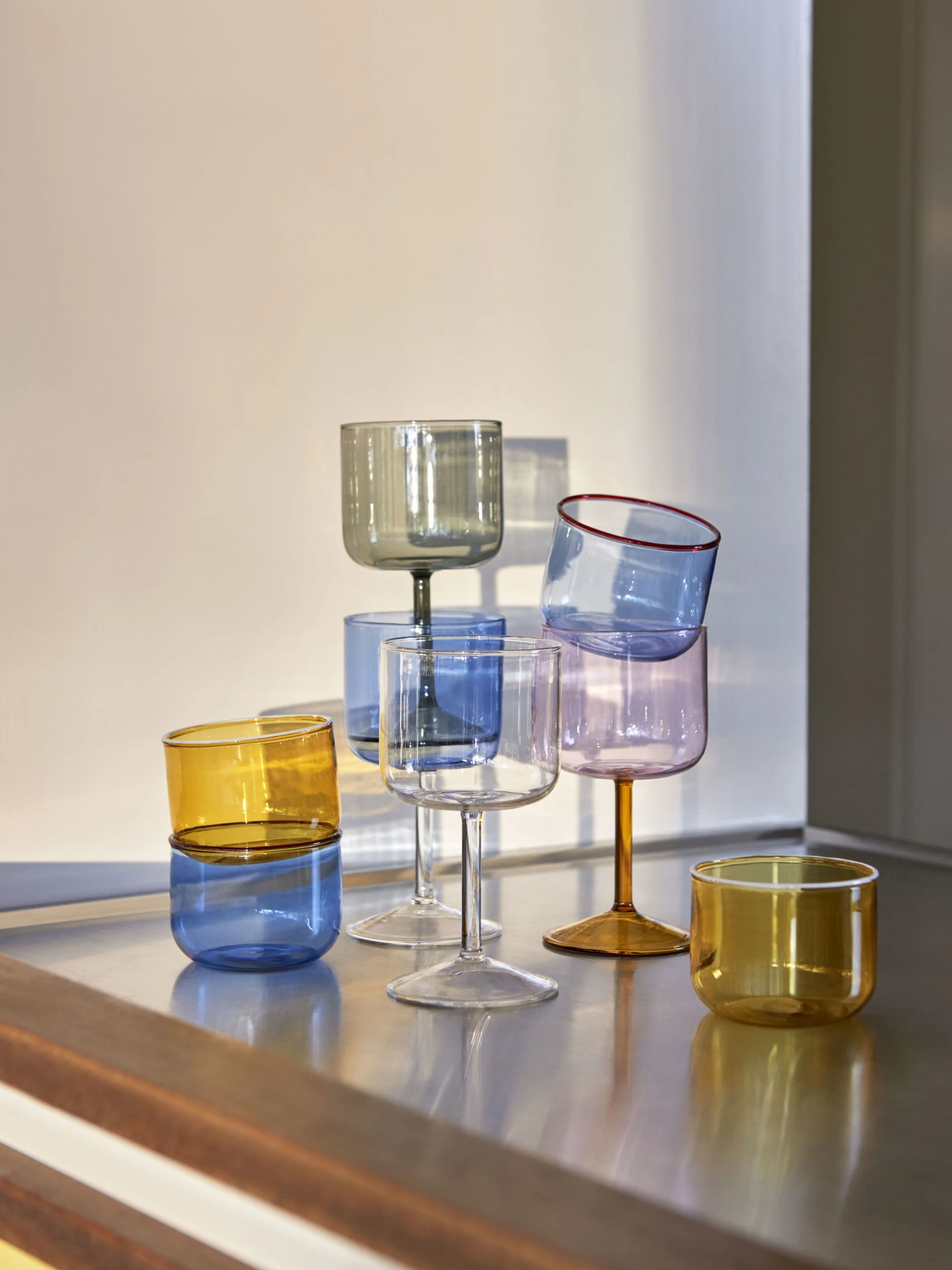 Tint Wine Glass Set of 2 Blue and clear