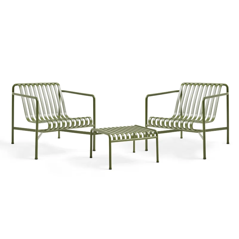 Palissade Ottoman with 2 Lounge Chairs Low