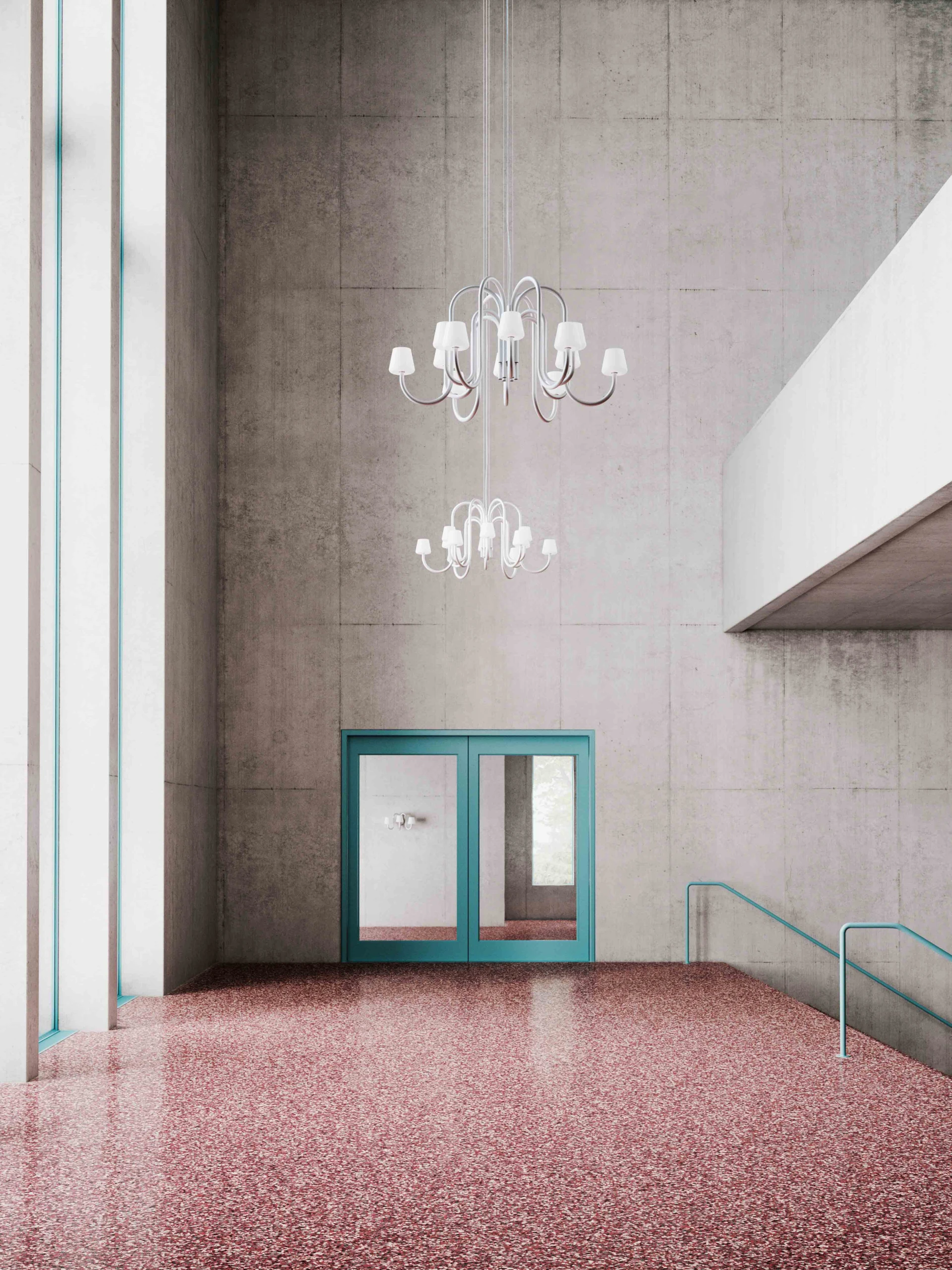 Apollo Chandelier 1065 White opal glass