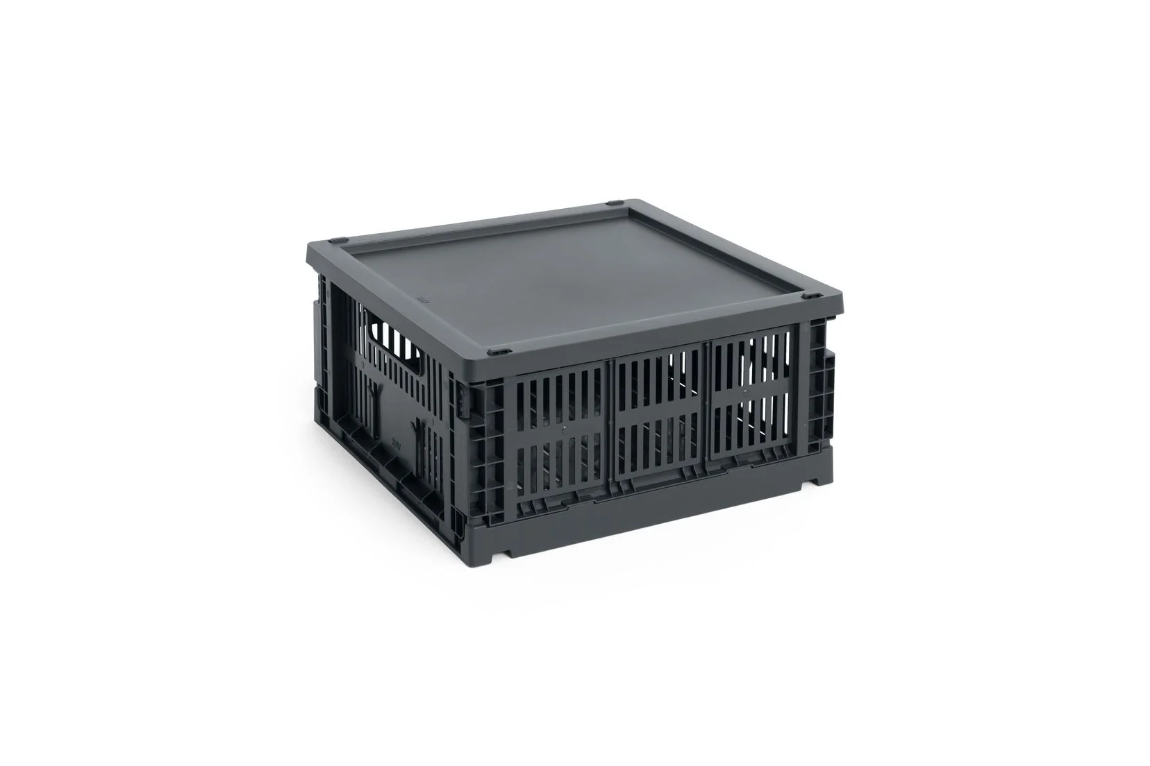 HAY Colour Crate Lid Plastic Medium Square/Cube Charcoal