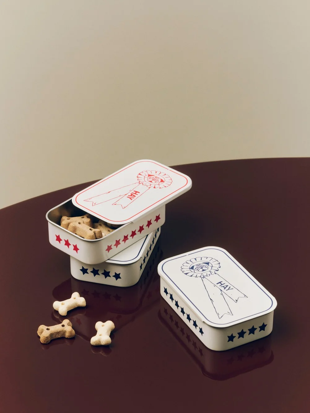 HAY Dogs Treat Tin Small Blue and white