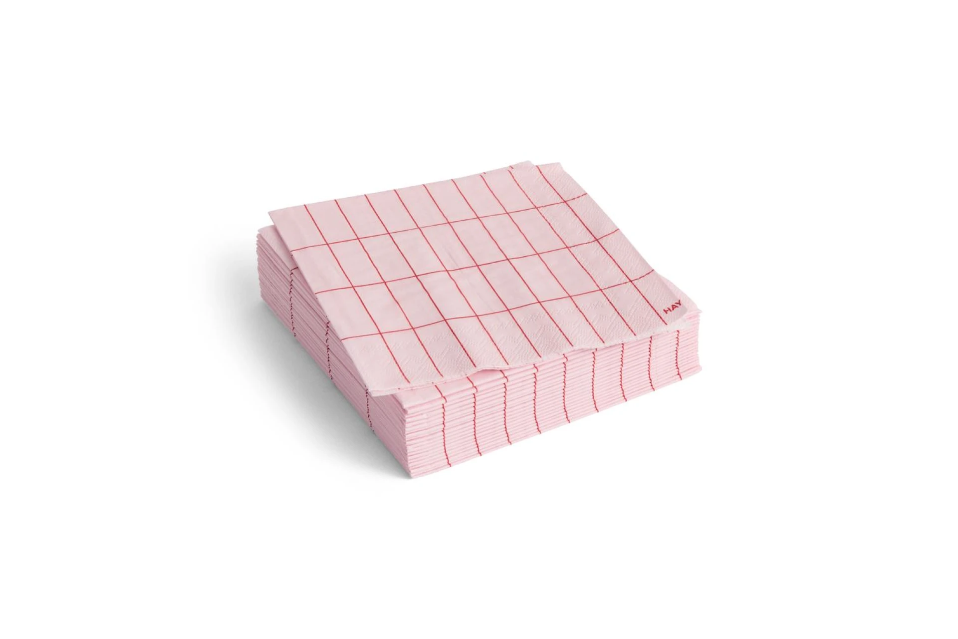 Pattern Napkins Set of 20 Cocktail Light pink and red grid
