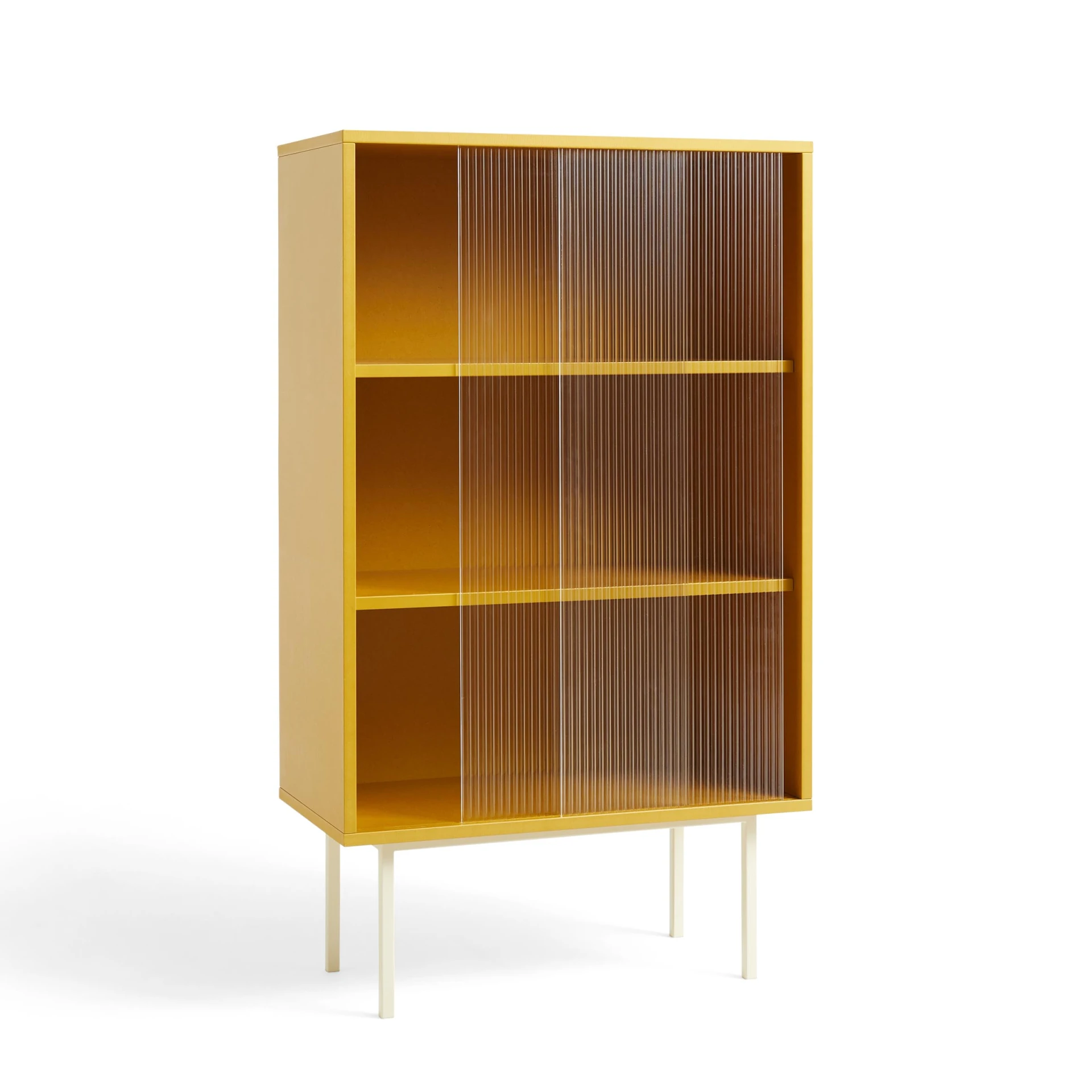 Colour Cabinet Tall Yellow w. Glass doors